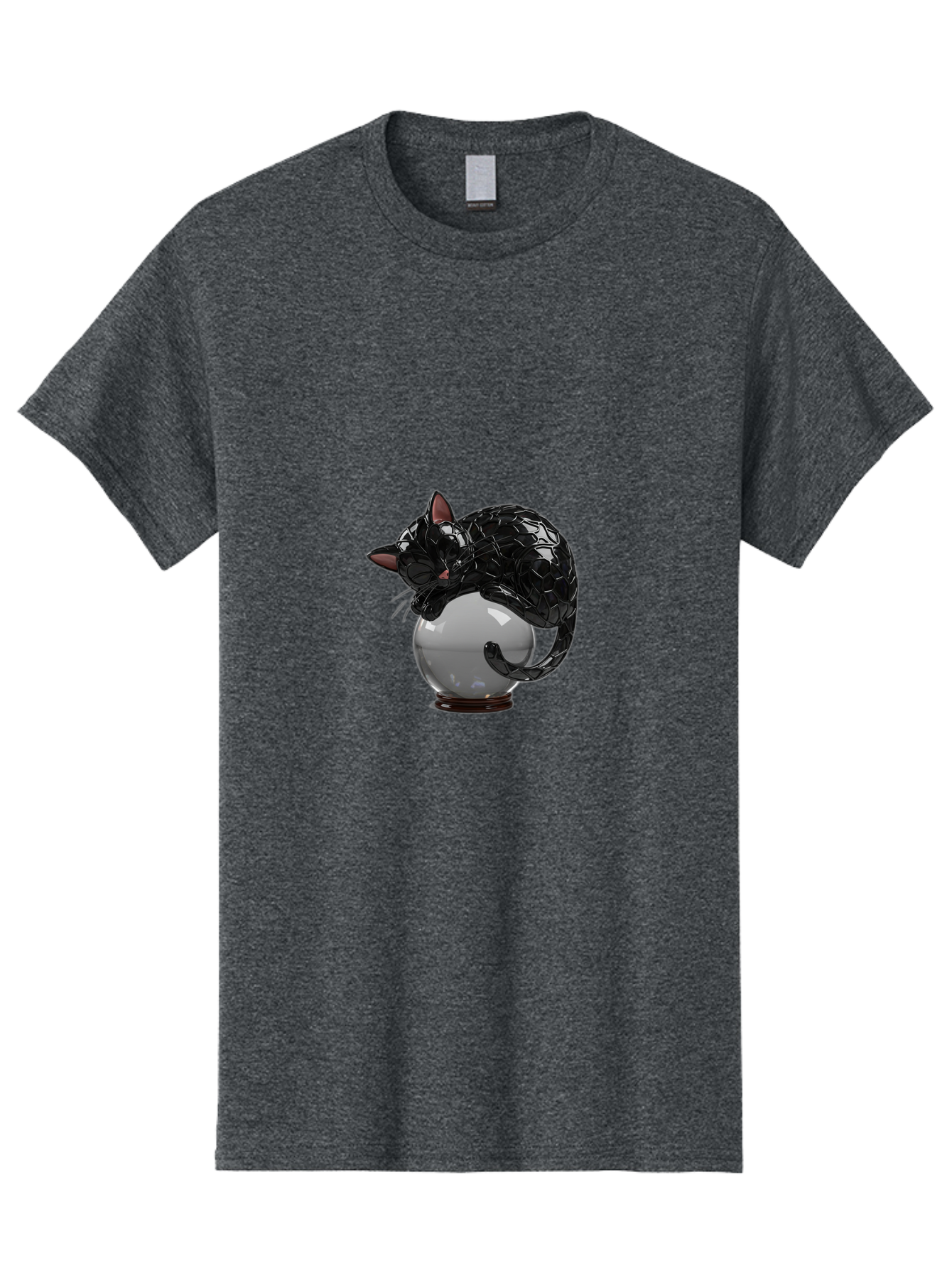 Black-Cat-On-Crystal-Ball-2 Men'S Graphic Tee, 100% Cotton, Comfortable Casual Summer Wear, Machine Washable, Vintage Camera, Old Camera, Antique Camera, Black Camera, Classic Photography, Photography Equipment, Nostalgic Device, Film Camera, Bak064