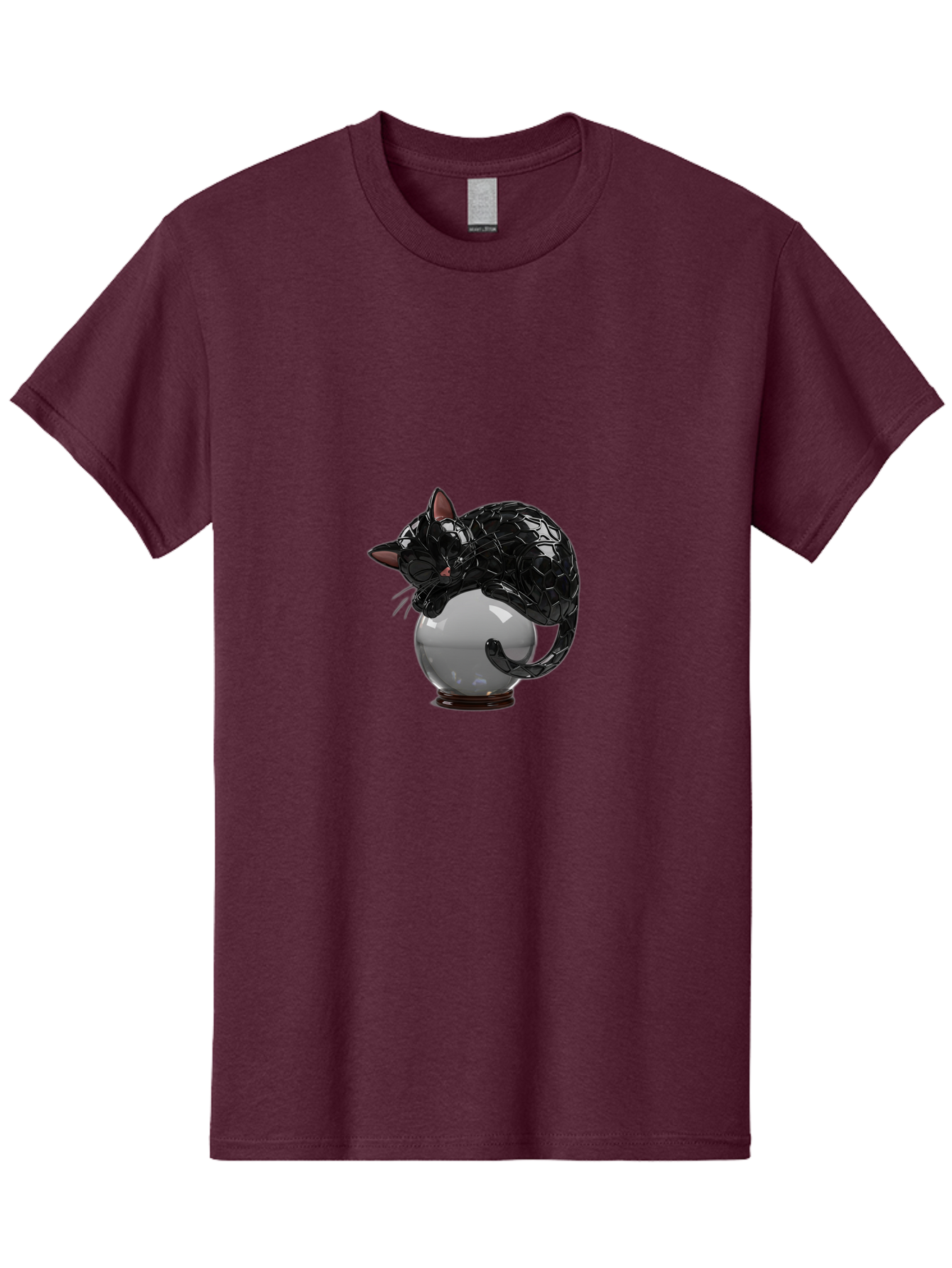 Black-Cat-On-Crystal-Ball-2 Men'S Graphic Tee, 100% Cotton, Comfortable Casual Summer Wear, Machine Washable, Vintage Camera, Old Camera, Antique Camera, Black Camera, Classic Photography, Photography Equipment, Nostalgic Device, Film Camera, Bak064