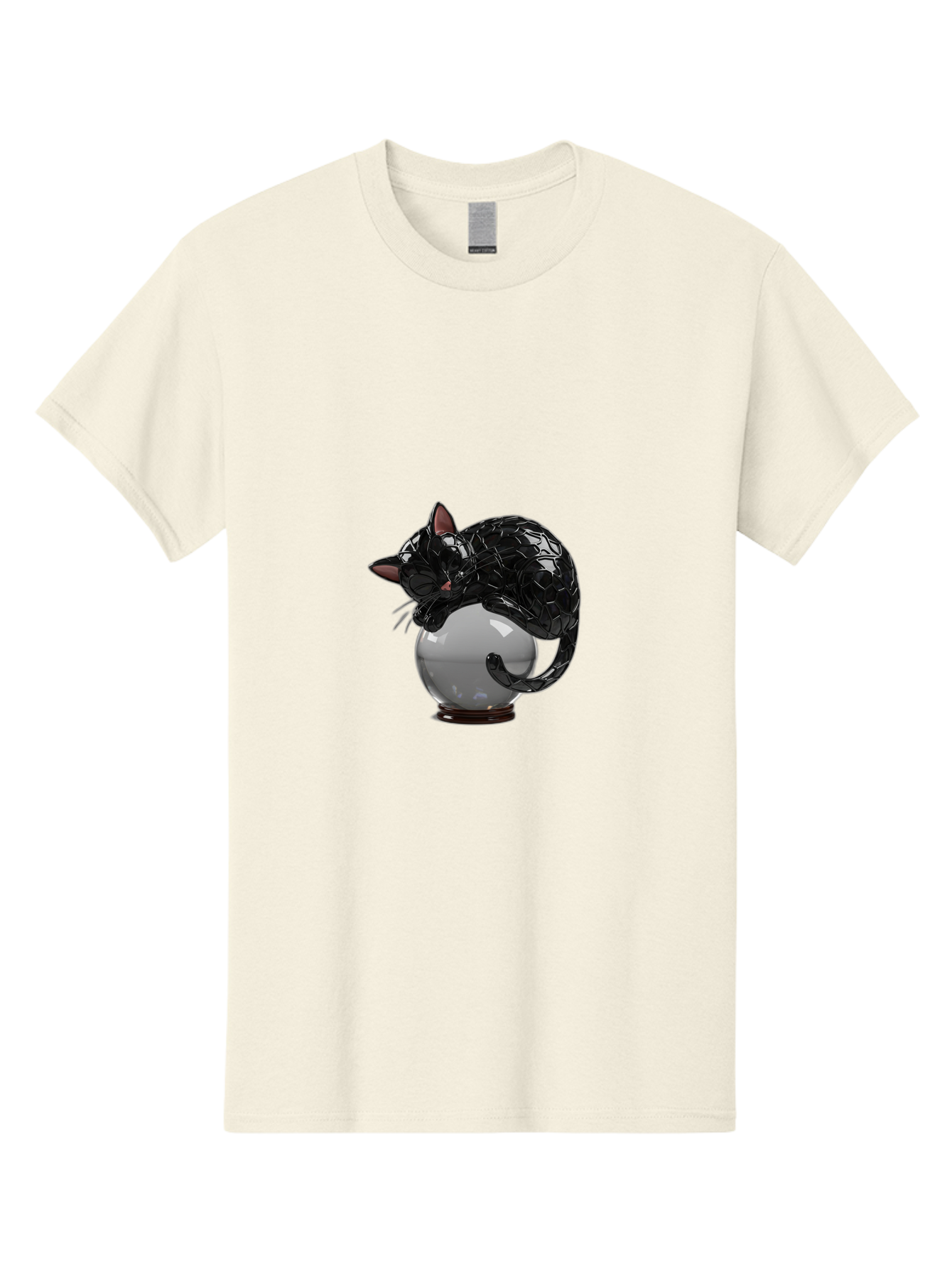 Black-Cat-On-Crystal-Ball-2 Men'S Graphic Tee, 100% Cotton, Comfortable Casual Summer Wear, Machine Washable, Vintage Camera, Old Camera, Antique Camera, Black Camera, Classic Photography, Photography Equipment, Nostalgic Device, Film Camera, Bak064