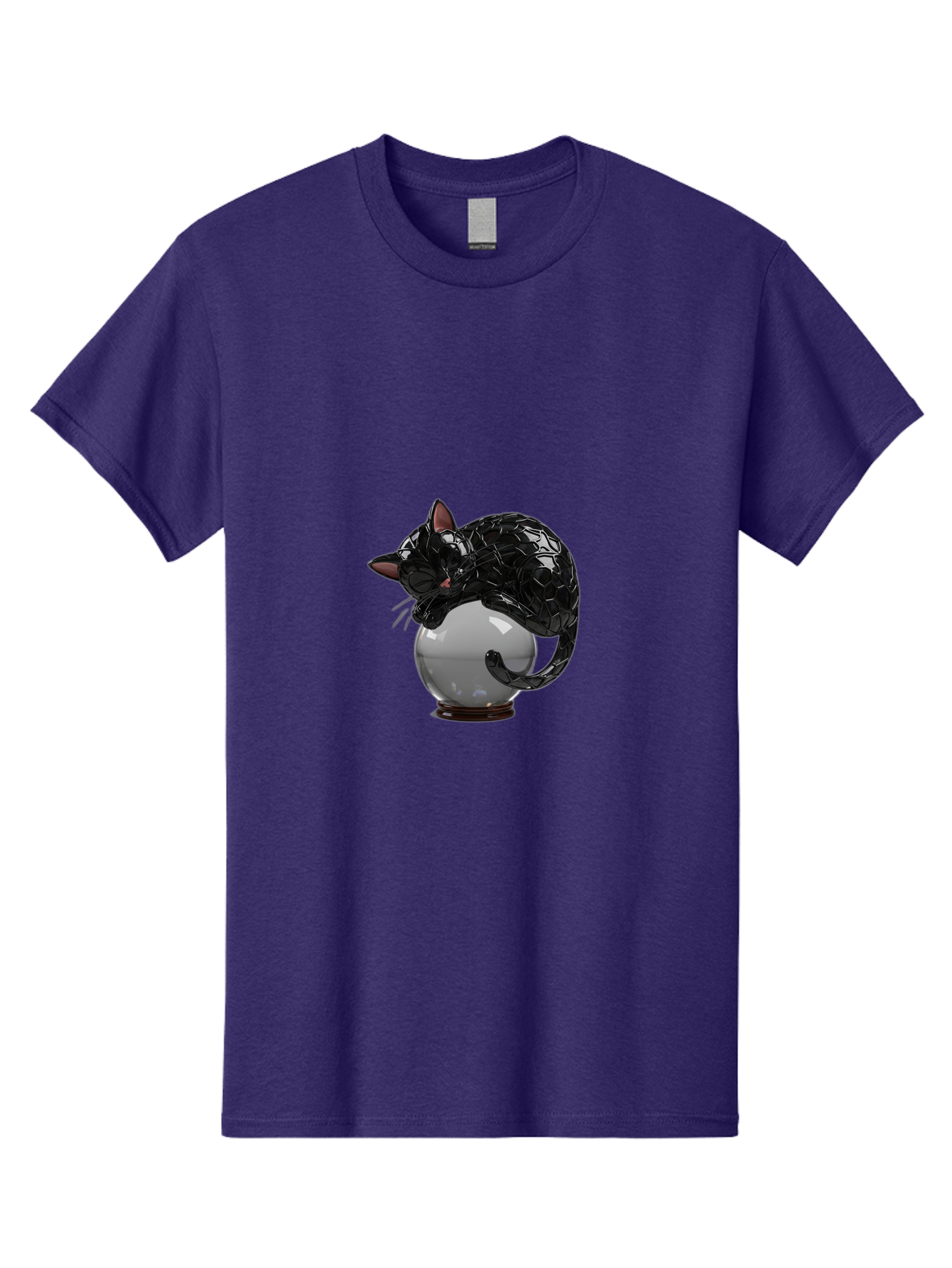 Black-Cat-On-Crystal-Ball-2 Men'S Graphic Tee, 100% Cotton, Comfortable Casual Summer Wear, Machine Washable, Vintage Camera, Old Camera, Antique Camera, Black Camera, Classic Photography, Photography Equipment, Nostalgic Device, Film Camera, Bak064