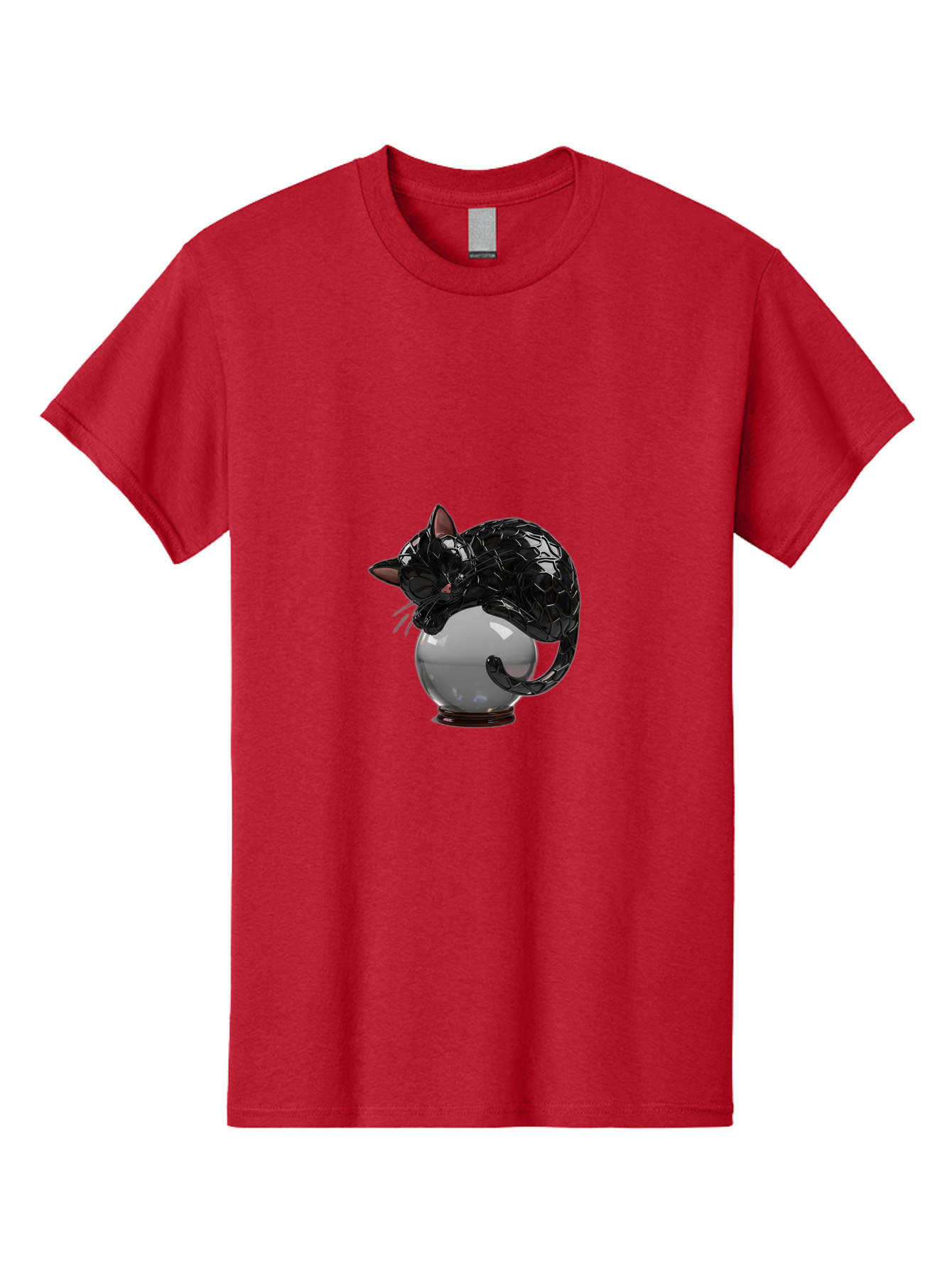 Black-Cat-On-Crystal-Ball-2 Men'S Graphic Tee, 100% Cotton, Comfortable Casual Summer Wear, Machine Washable, Vintage Camera, Old Camera, Antique Camera, Black Camera, Classic Photography, Photography Equipment, Nostalgic Device, Film Camera, Bak064