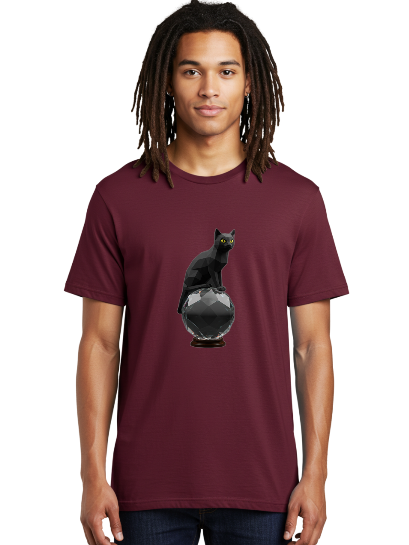 Black-Cat-On-Crystal-Ball Men'S Graphic Tee, 100% Cotton, Comfortable Casual Summer Wear, Machine Washable, Vintage Camera, Old Camera, Antique Camera, Black Camera, Classic Photography, Photography Equipment, Nostalgic Device, Film Camera, Bak065