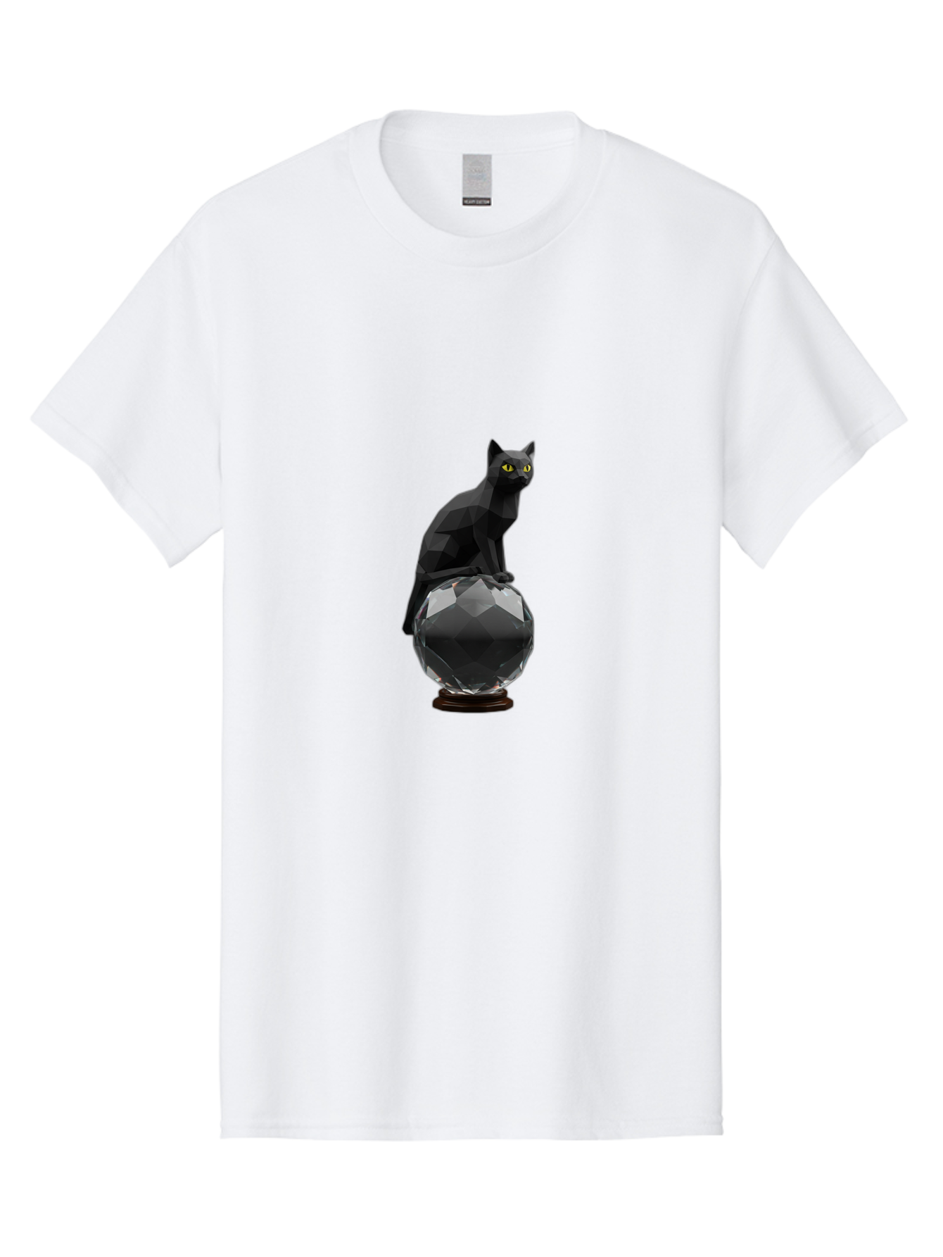 Black-Cat-On-Crystal-Ball Men'S Graphic Tee, 100% Cotton, Comfortable Casual Summer Wear, Machine Washable, Vintage Camera, Old Camera, Antique Camera, Black Camera, Classic Photography, Photography Equipment, Nostalgic Device, Film Camera, Bak065