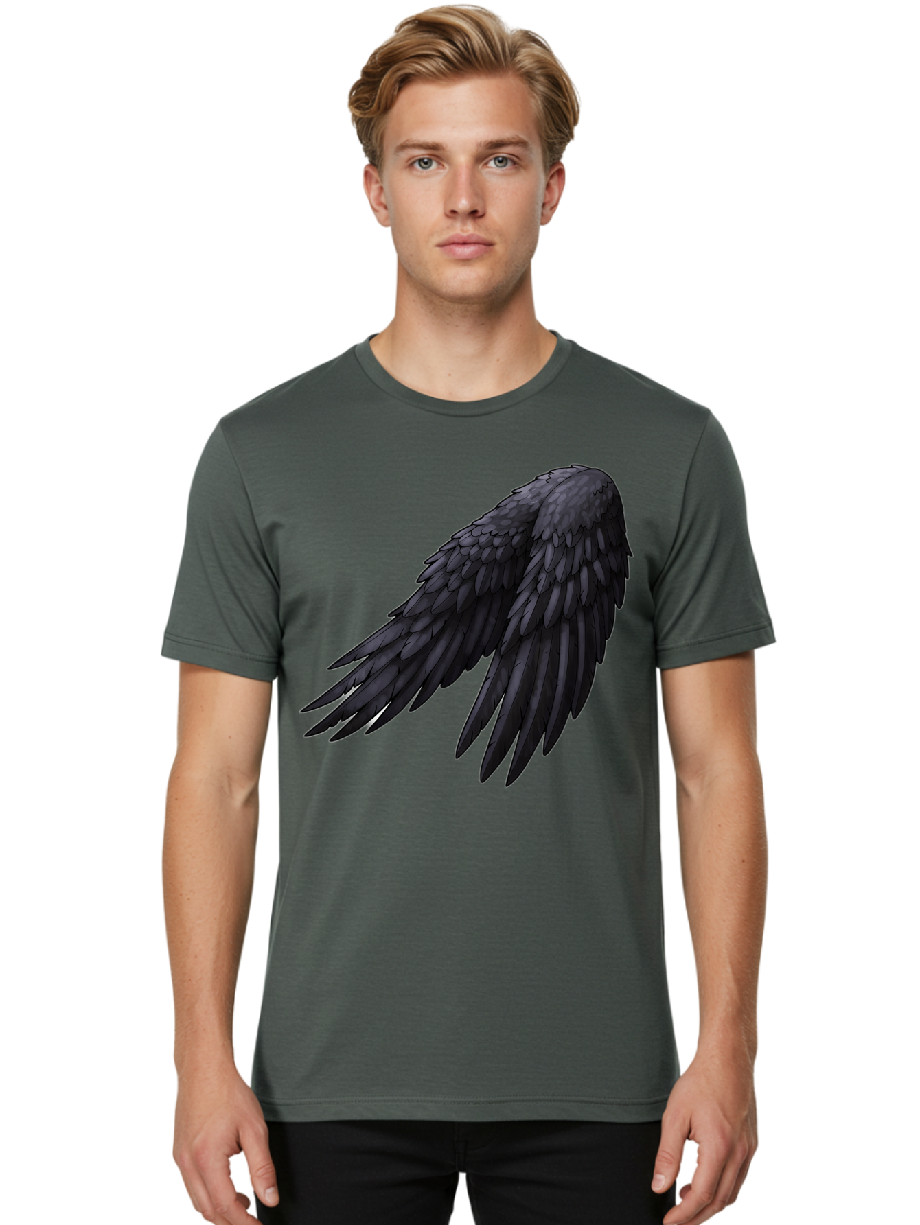 Black-Feathered-Wing Men'S Graphic Tee, 100% Cotton, Comfortable Casual Summer Wear, Machine Washable, Vintage Camera, Old Camera, Antique Camera, Black Camera, Classic Photography, Photography Equipment, Nostalgic Device, Film Camera, Bak066