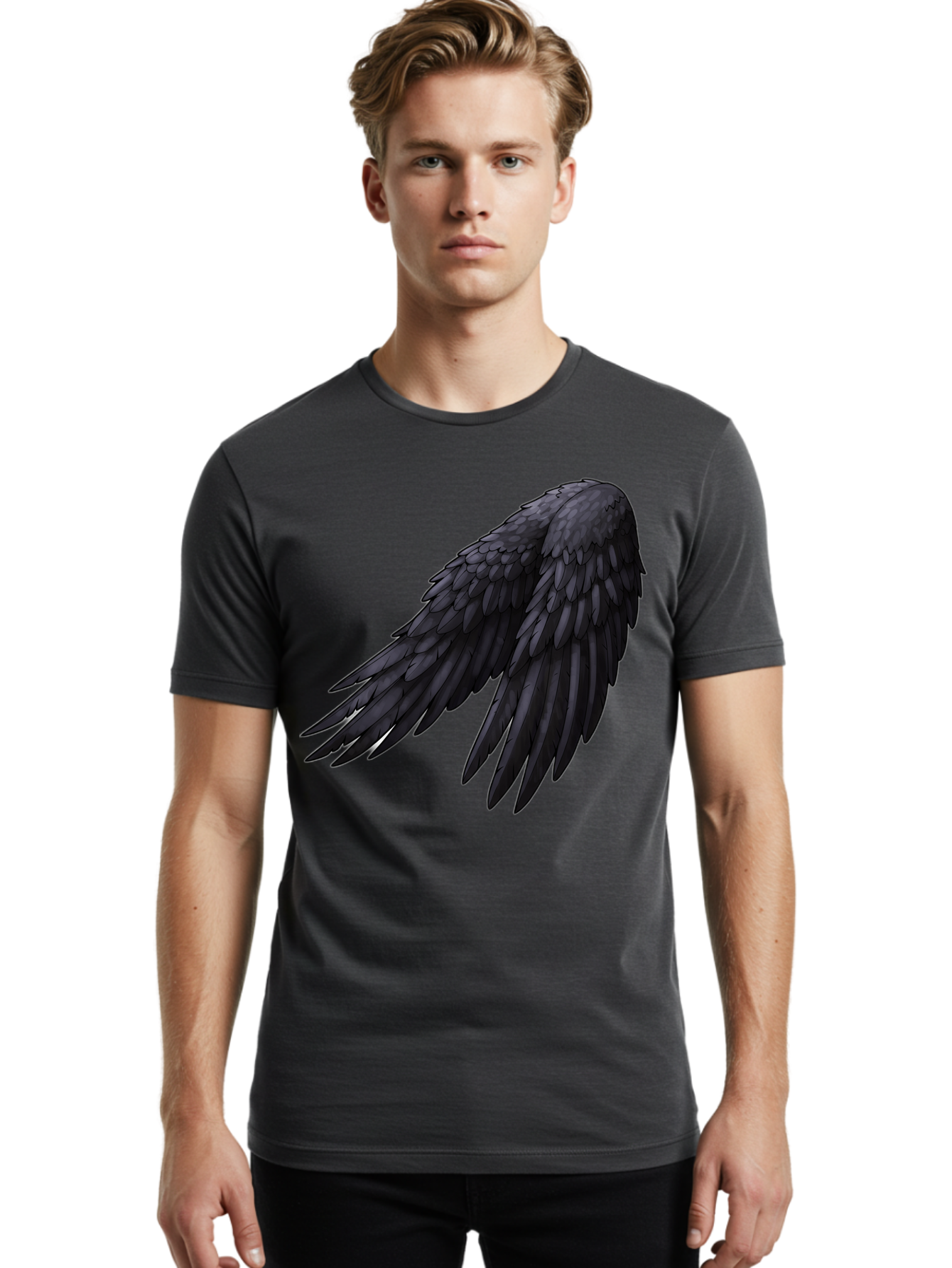 Black-Feathered-Wing Men'S Graphic Tee, 100% Cotton, Comfortable Casual Summer Wear, Machine Washable, Vintage Camera, Old Camera, Antique Camera, Black Camera, Classic Photography, Photography Equipment, Nostalgic Device, Film Camera, Bak066