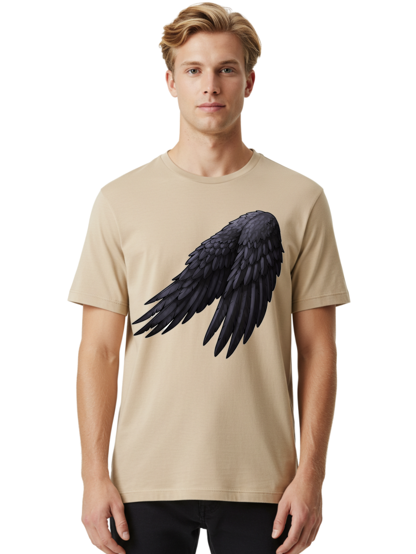 Black-Feathered-Wing Men'S Graphic Tee, 100% Cotton, Comfortable Casual Summer Wear, Machine Washable, Vintage Camera, Old Camera, Antique Camera, Black Camera, Classic Photography, Photography Equipment, Nostalgic Device, Film Camera, Bak066