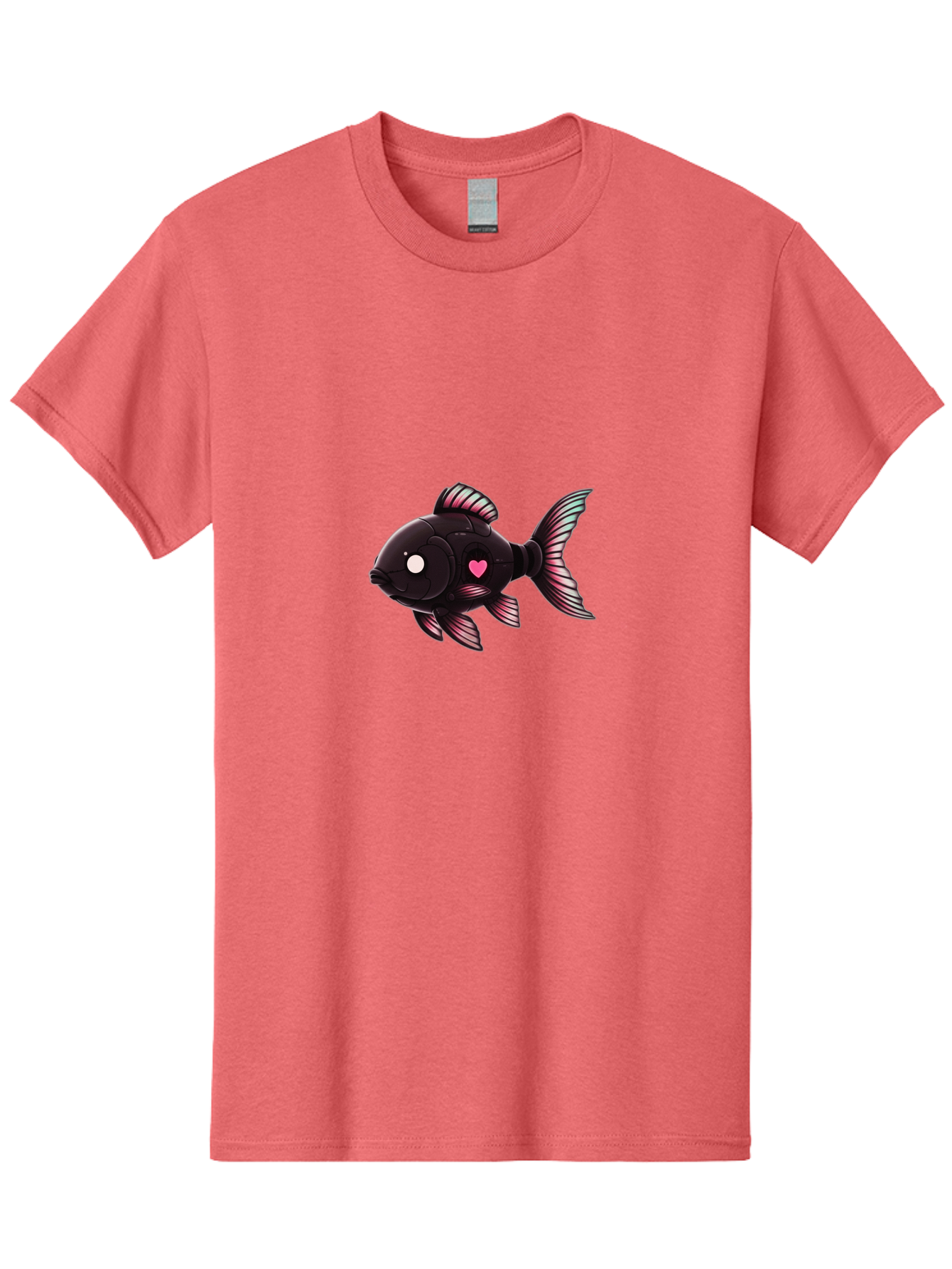 Black-Fish-With-Pink-Heart Men'S Graphic Tee, 100% Cotton, Comfortable Casual Summer Wear, Machine Washable, Vintage Camera, Old Camera, Antique Camera, Black Camera, Classic Photography, Photography Equipment, Nostalgic Device, Film Camera, Bak067