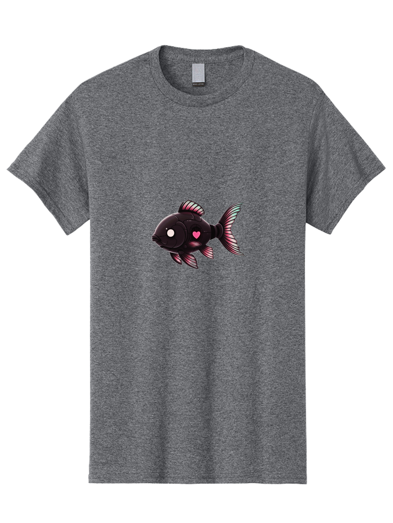 Black-Fish-With-Pink-Heart Men'S Graphic Tee, 100% Cotton, Comfortable Casual Summer Wear, Machine Washable, Vintage Camera, Old Camera, Antique Camera, Black Camera, Classic Photography, Photography Equipment, Nostalgic Device, Film Camera, Bak067