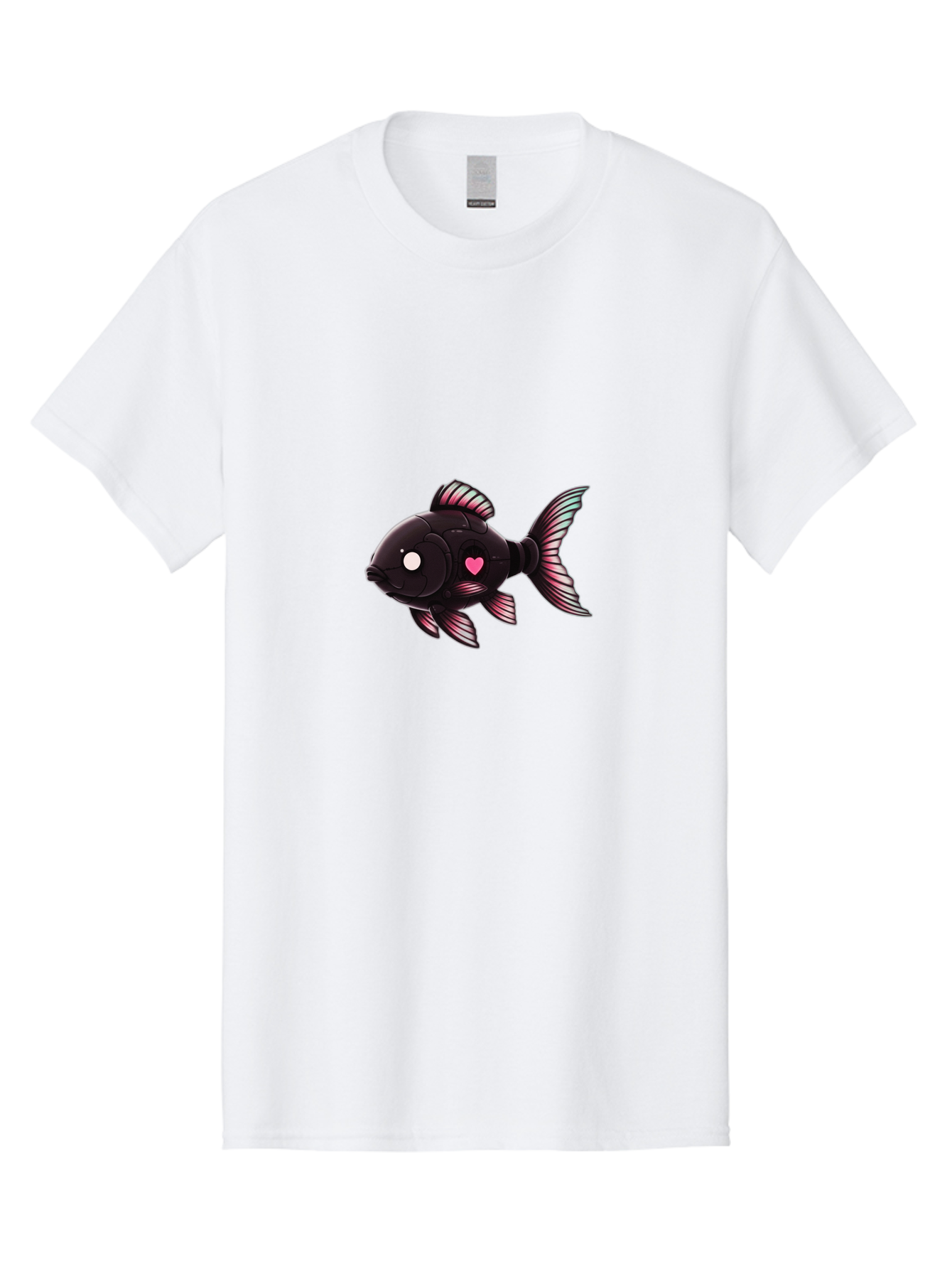 Black-Fish-With-Pink-Heart Men'S Graphic Tee, 100% Cotton, Comfortable Casual Summer Wear, Machine Washable, Vintage Camera, Old Camera, Antique Camera, Black Camera, Classic Photography, Photography Equipment, Nostalgic Device, Film Camera, Bak067