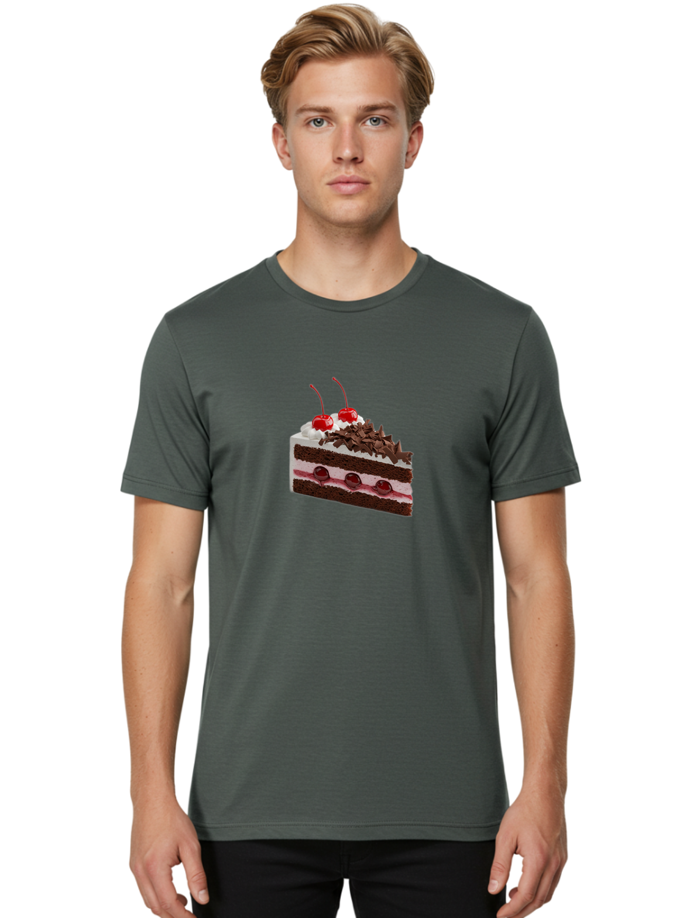 Black-Forest-Cake-1 Men'S Graphic Tee, 100% Cotton, Comfortable Casual Summer Wear, Machine Washable, Vintage Camera, Old Camera, Antique Camera, Black Camera, Classic Photography, Photography Equipment, Nostalgic Device, Film Camera, Bak068