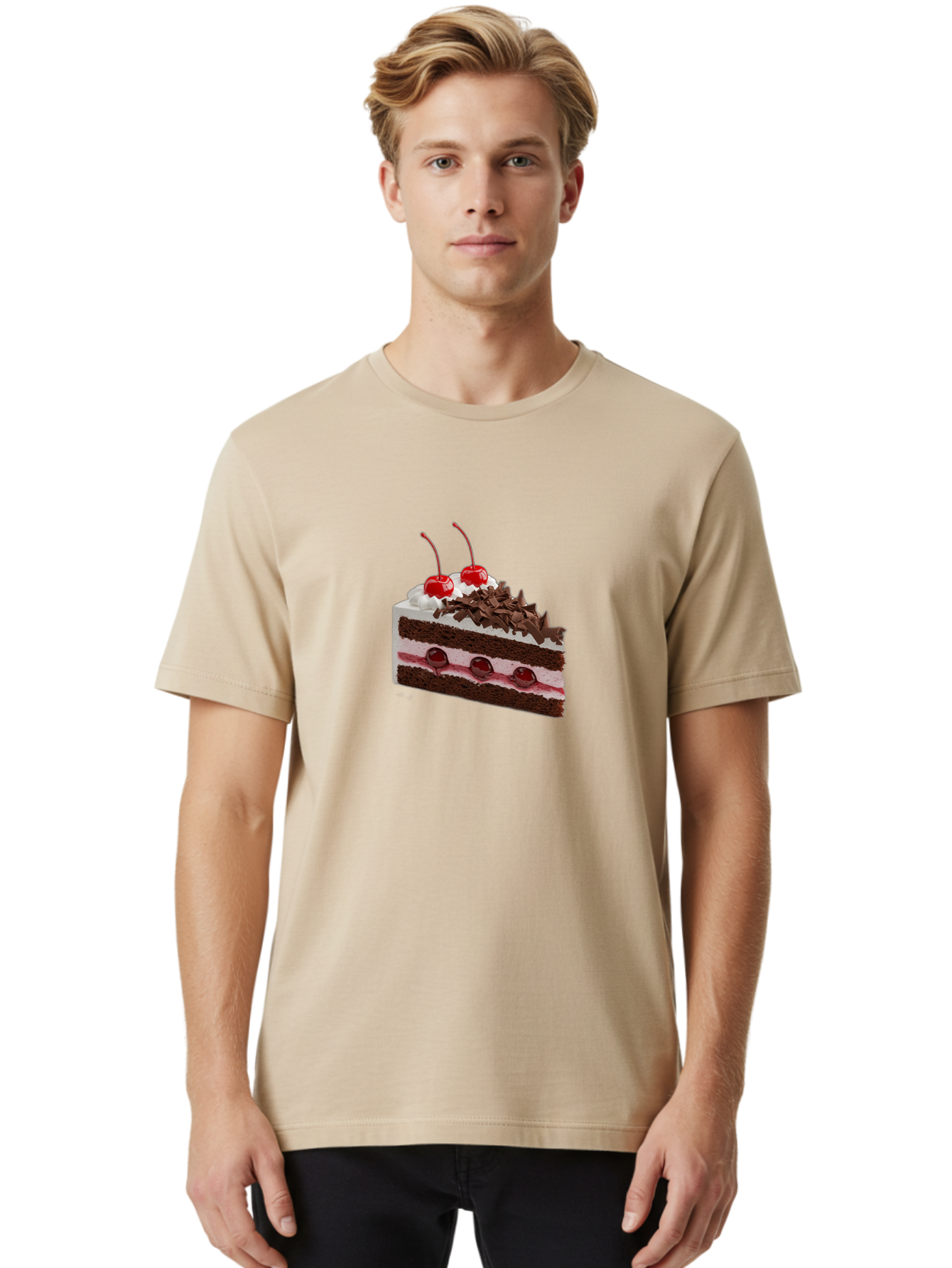 Black-Forest-Cake-1 Men'S Graphic Tee, 100% Cotton, Comfortable Casual Summer Wear, Machine Washable, Vintage Camera, Old Camera, Antique Camera, Black Camera, Classic Photography, Photography Equipment, Nostalgic Device, Film Camera, Bak068