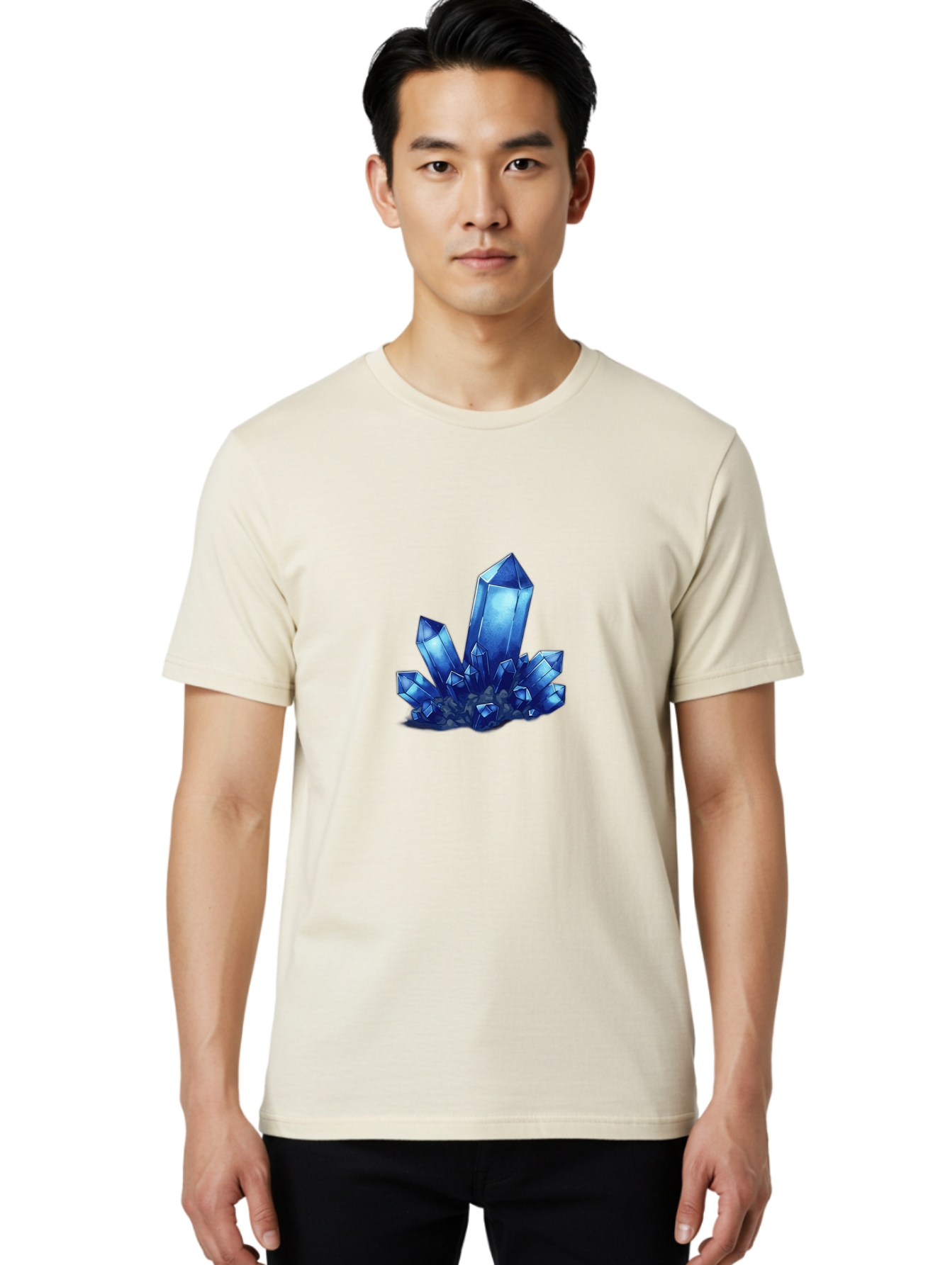 Blue-Crystal-Cluster-1 Men'S Graphic Tee, 100% Cotton, Comfortable Casual Summer Wear, Machine Washable, Vintage Camera, Old Camera, Antique Camera, Black Camera, Classic Photography, Photography Equipment, Nostalgic Device, Film Camera, Bak075