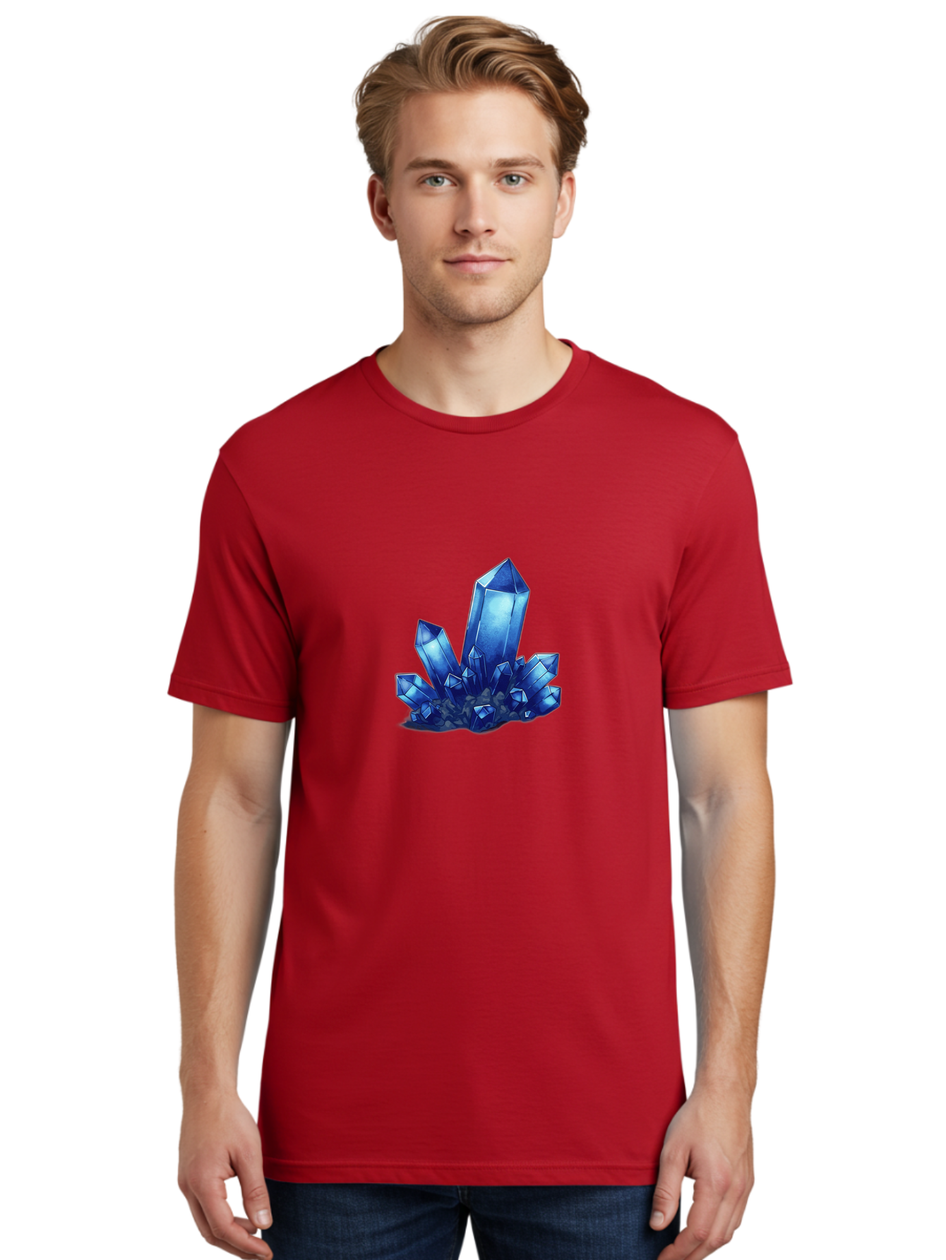 Blue-Crystal-Cluster-1 Men'S Graphic Tee, 100% Cotton, Comfortable Casual Summer Wear, Machine Washable, Vintage Camera, Old Camera, Antique Camera, Black Camera, Classic Photography, Photography Equipment, Nostalgic Device, Film Camera, Bak075