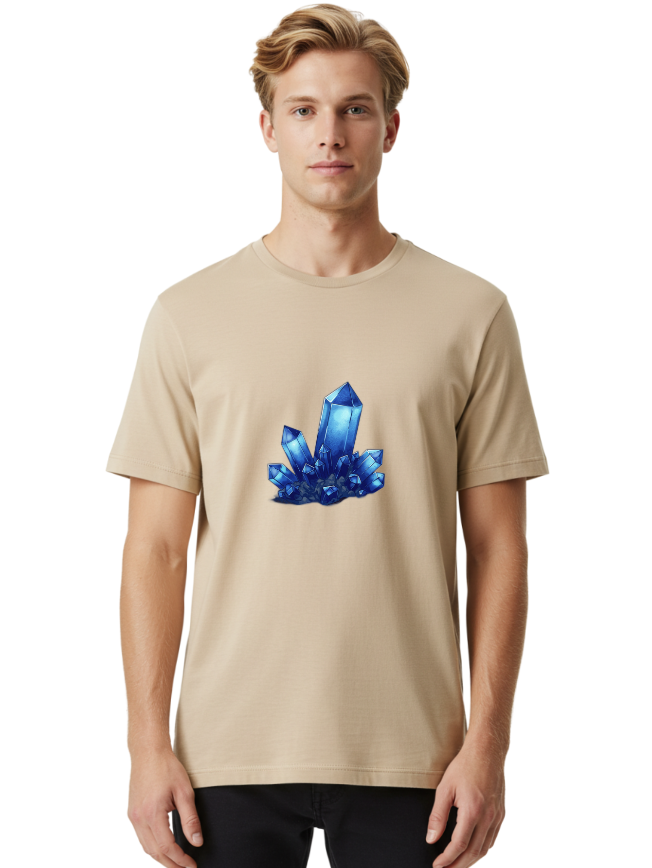 Blue-Crystal-Cluster-1 Men'S Graphic Tee, 100% Cotton, Comfortable Casual Summer Wear, Machine Washable, Vintage Camera, Old Camera, Antique Camera, Black Camera, Classic Photography, Photography Equipment, Nostalgic Device, Film Camera, Bak075