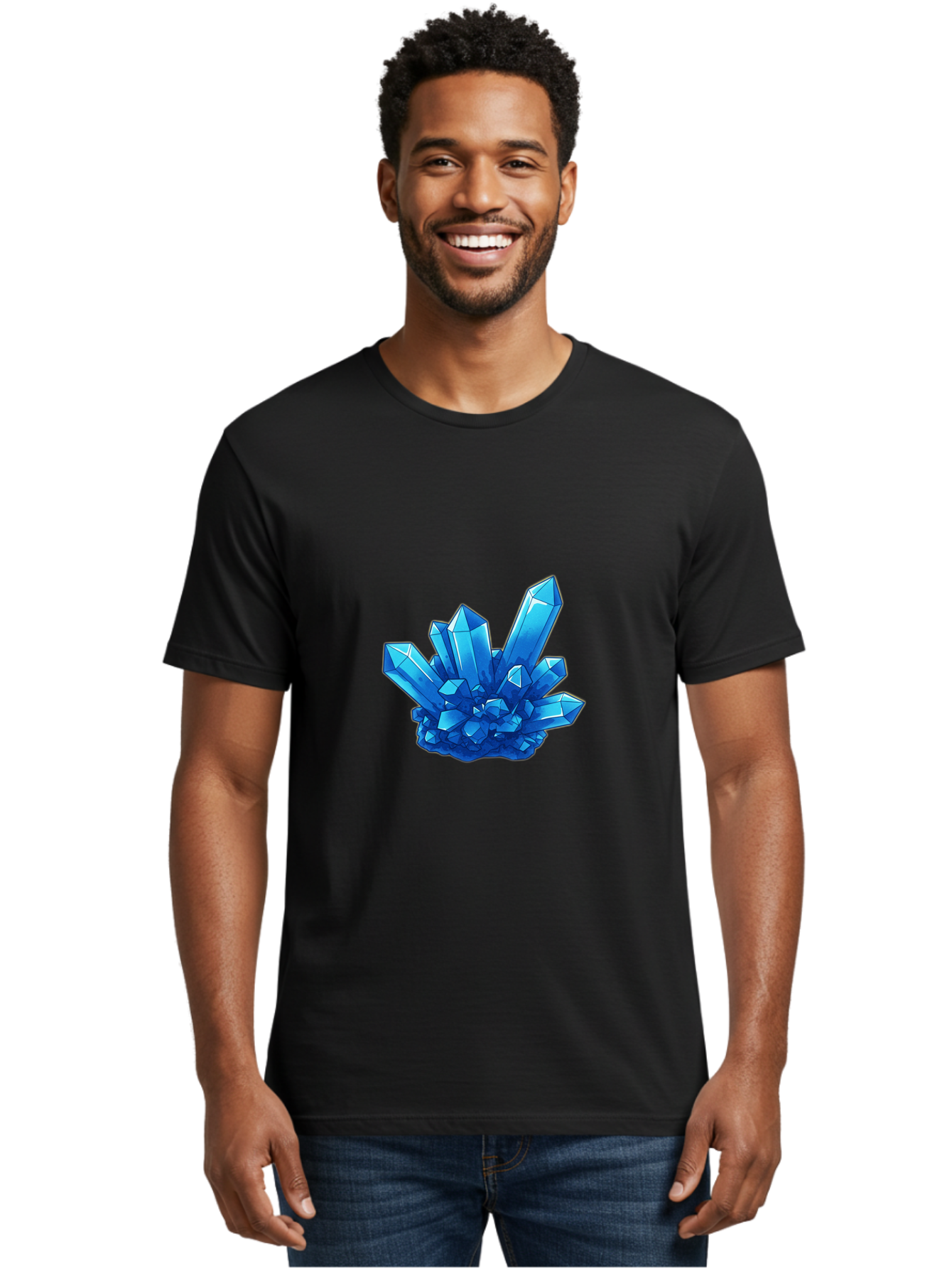 Blue-Crystal-Cluster Men'S Graphic Tee, 100% Cotton, Comfortable Casual Summer Wear, Machine Washable, Vintage Camera, Old Camera, Antique Camera, Black Camera, Classic Photography, Photography Equipment, Nostalgic Device, Film Camera, Bak076