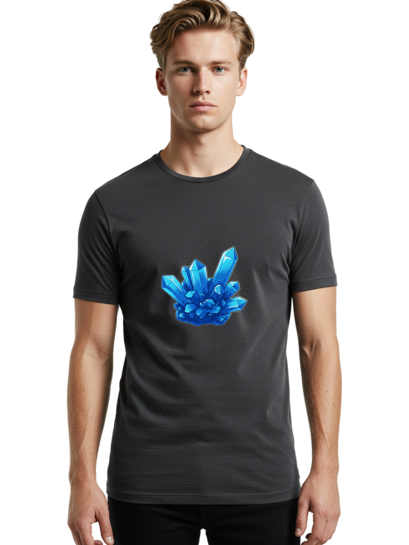 Blue-Crystal-Cluster Men'S Graphic Tee, 100% Cotton, Comfortable Casual Summer Wear, Machine Washable, Vintage Camera, Old Camera, Antique Camera, Black Camera, Classic Photography, Photography Equipment, Nostalgic Device, Film Camera, Bak076