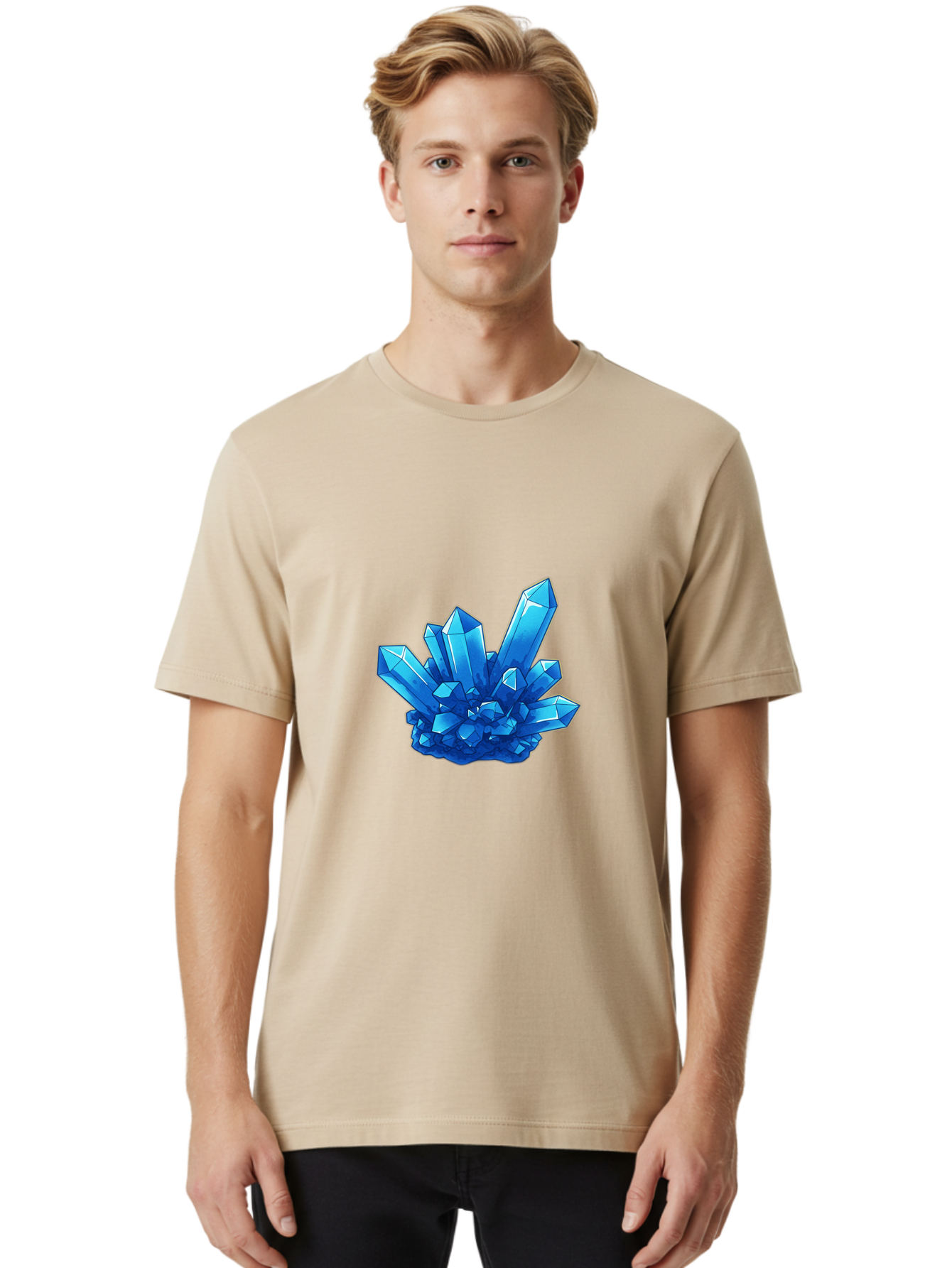 Blue-Crystal-Cluster Men'S Graphic Tee, 100% Cotton, Comfortable Casual Summer Wear, Machine Washable, Vintage Camera, Old Camera, Antique Camera, Black Camera, Classic Photography, Photography Equipment, Nostalgic Device, Film Camera, Bak076