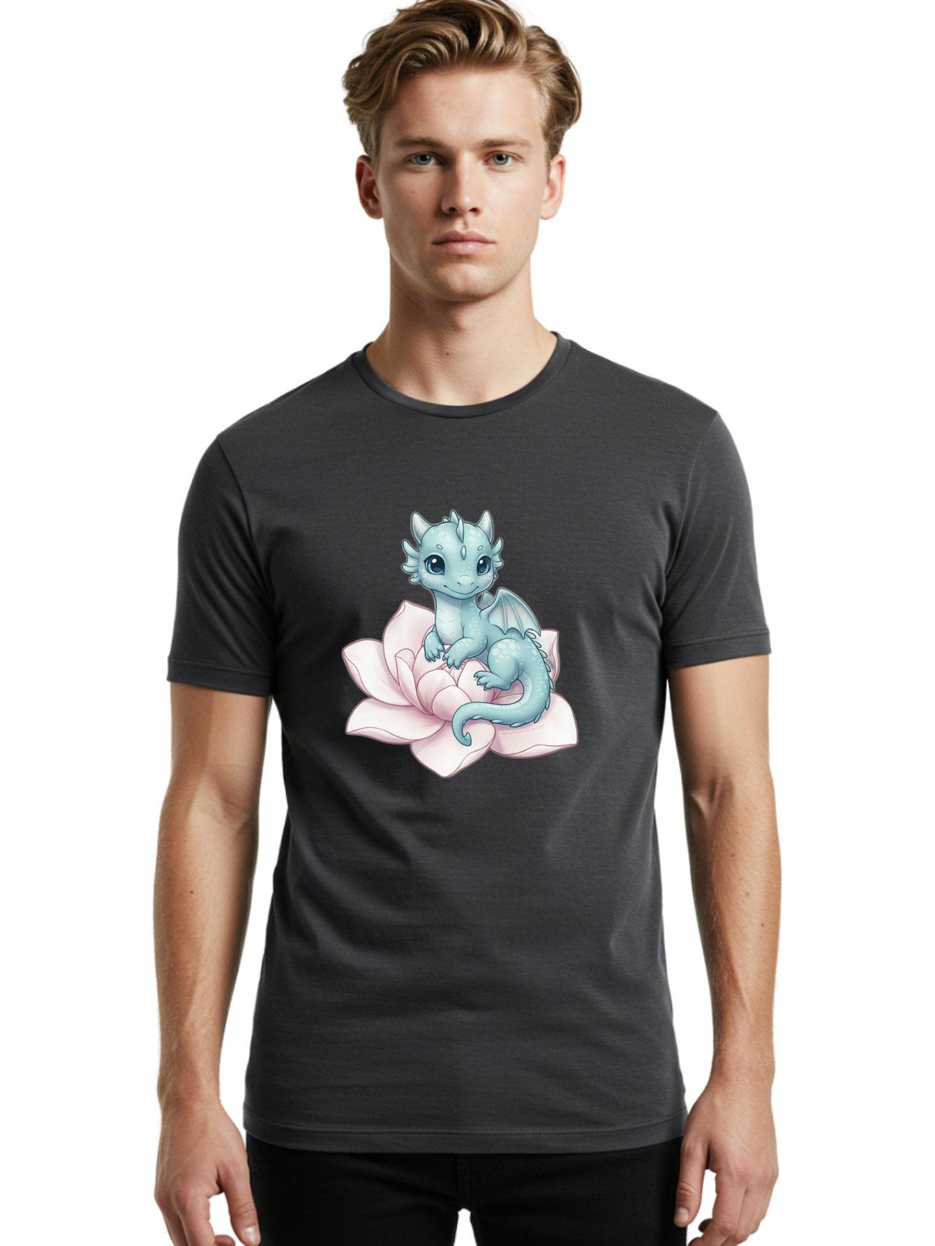 Blue-Dragon-On-Flower-1 Men'S Graphic Tee, 100% Cotton, Comfortable Casual Summer Wear, Machine Washable, Vintage Camera, Old Camera, Antique Camera, Black Camera, Classic Photography, Photography Equipment, Nostalgic Device, Film Camera, Bak077