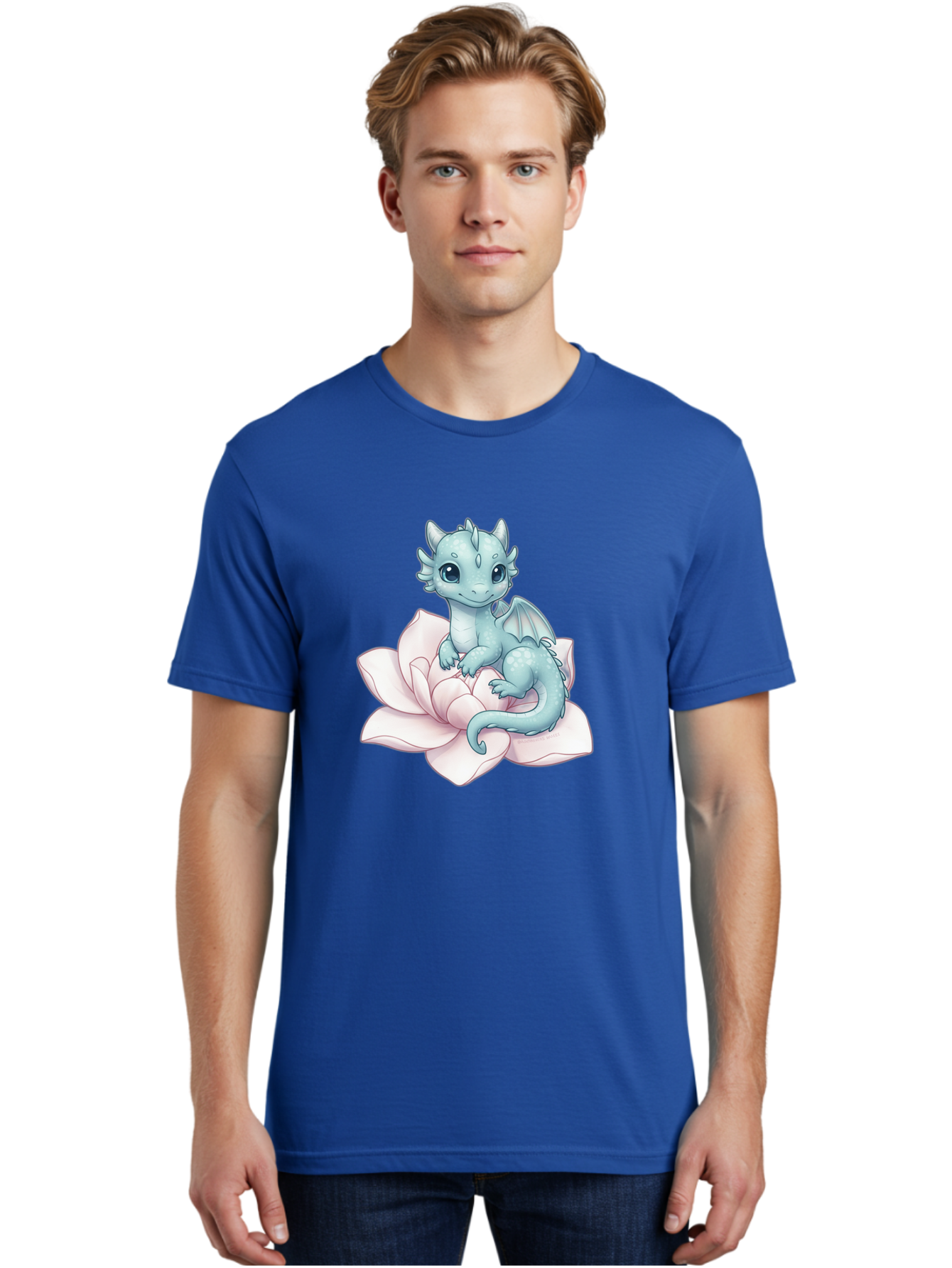 Blue-Dragon-On-Flower-1 Men'S Graphic Tee, 100% Cotton, Comfortable Casual Summer Wear, Machine Washable, Vintage Camera, Old Camera, Antique Camera, Black Camera, Classic Photography, Photography Equipment, Nostalgic Device, Film Camera, Bak077