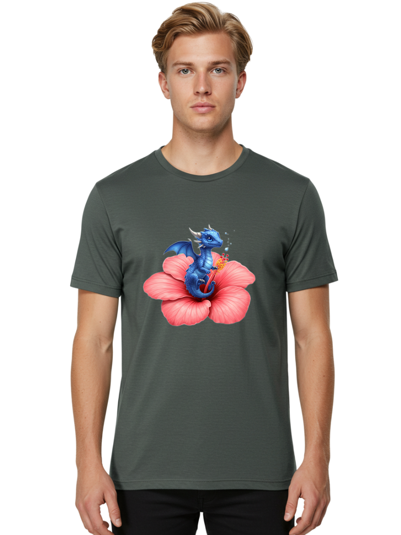 Blue-Dragon-On-Hibiscus-Flower Men'S Graphic Tee, 100% Cotton, Comfortable Casual Summer Wear, Machine Washable, Vintage Camera, Old Camera, Antique Camera, Black Camera, Classic Photography, Photography Equipment, Nostalgic Device, Bak079