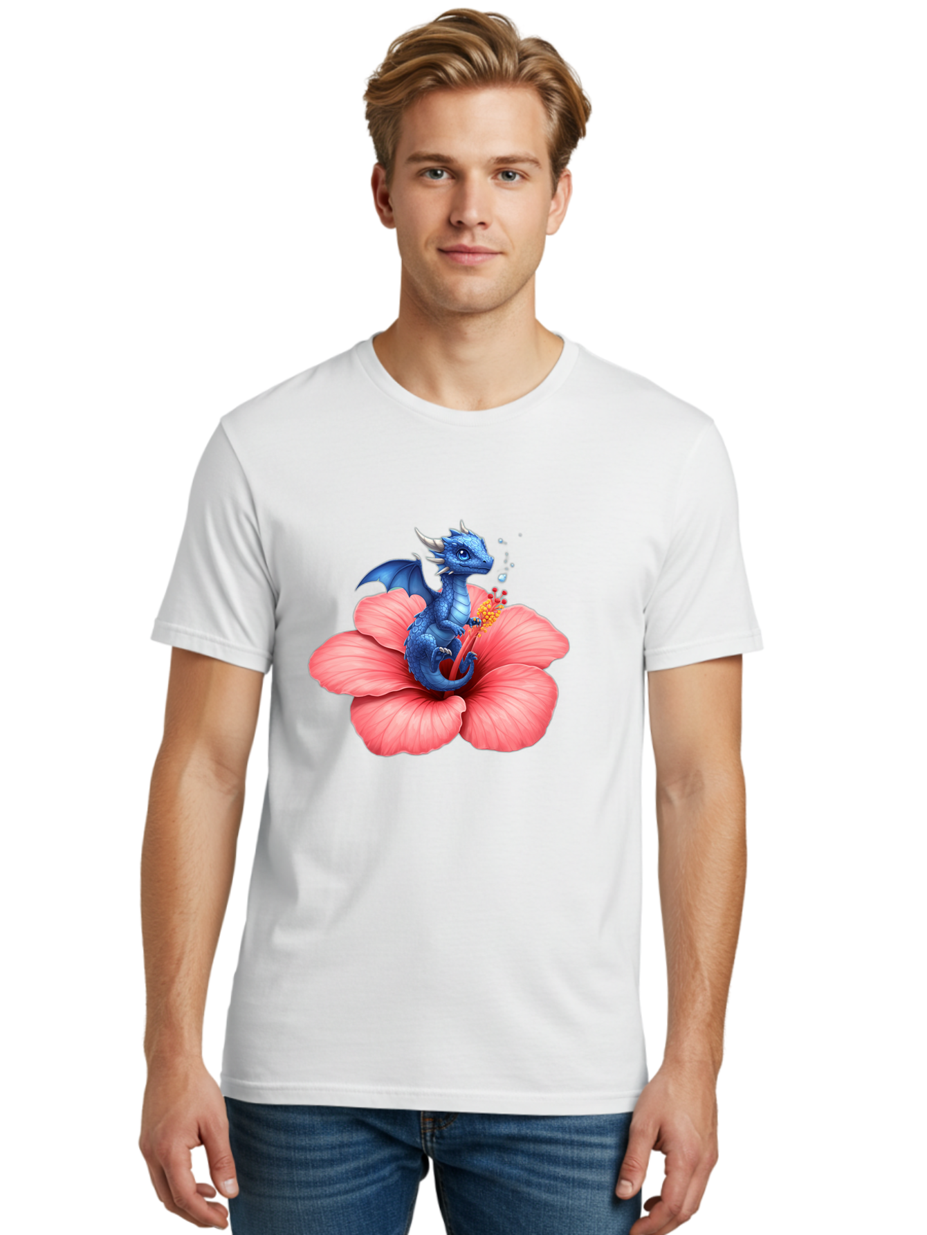 Blue-Dragon-On-Hibiscus-Flower Men'S Graphic Tee, 100% Cotton, Comfortable Casual Summer Wear, Machine Washable, Vintage Camera, Old Camera, Antique Camera, Black Camera, Classic Photography, Photography Equipment, Nostalgic Device, Bak079