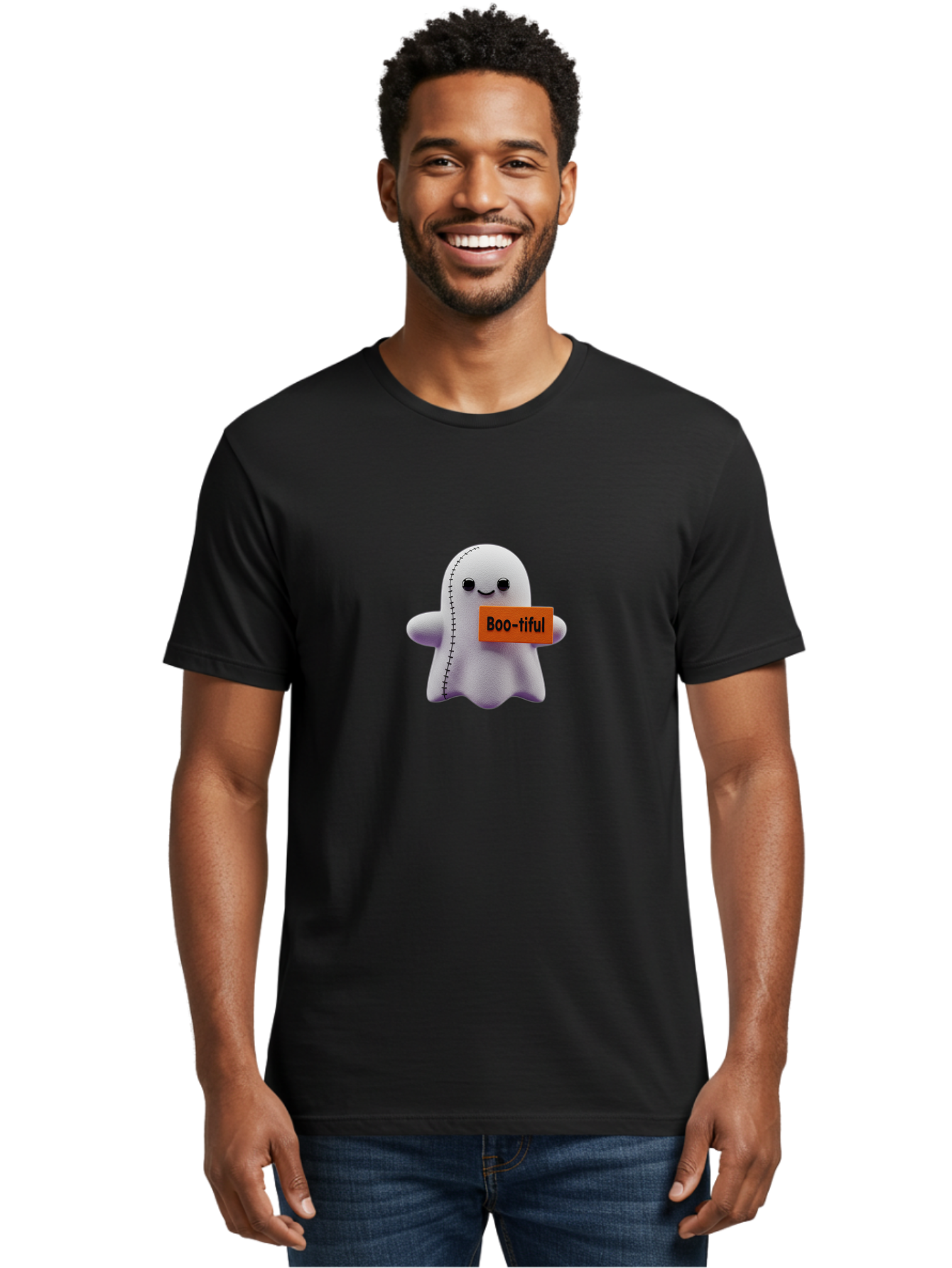 Boo-Tiful-Ghost-1 Men'S Graphic Tee, 100% Cotton, Comfortable Casual Summer Wear, Machine Washable, Vintage Camera, Old Camera, Antique Camera, Black Camera, Classic Photography, Photography Equipment, Nostalgic Device, Film Camera, Camera Art Bak093
