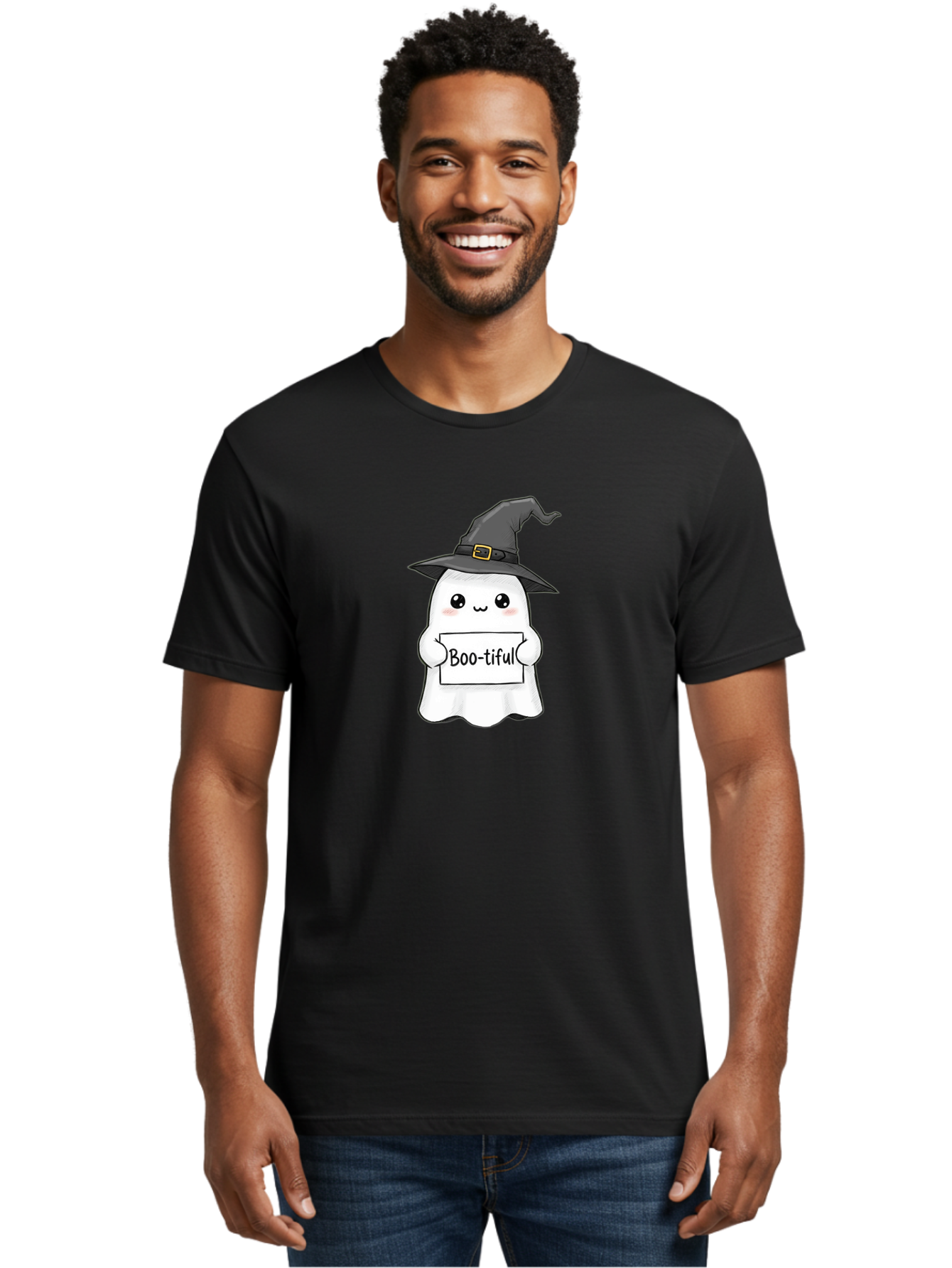 Boo-Tiful-Ghost-3 Men'S Graphic Tee, 100% Cotton, Comfortable Casual Summer Wear, Machine Washable, Vintage Camera, Old Camera, Antique Camera, Black Camera, Classic Photography, Photography Equipment, Nostalgic Device, Film Camera, Camera Art Bak095