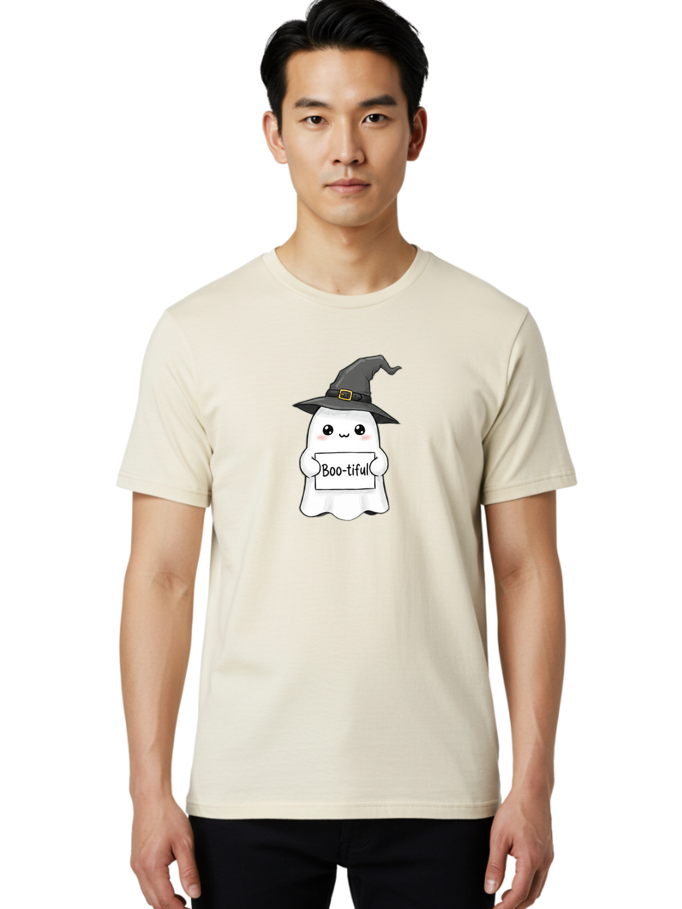 Boo-Tiful-Ghost-3 Men'S Graphic Tee, 100% Cotton, Comfortable Casual Summer Wear, Machine Washable, Vintage Camera, Old Camera, Antique Camera, Black Camera, Classic Photography, Photography Equipment, Nostalgic Device, Film Camera, Camera Art Bak095