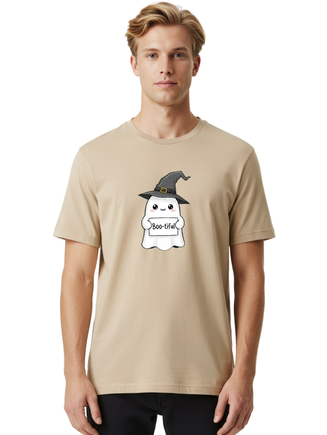 Boo-Tiful-Ghost-3 Men'S Graphic Tee, 100% Cotton, Comfortable Casual Summer Wear, Machine Washable, Vintage Camera, Old Camera, Antique Camera, Black Camera, Classic Photography, Photography Equipment, Nostalgic Device, Film Camera, Camera Art Bak095