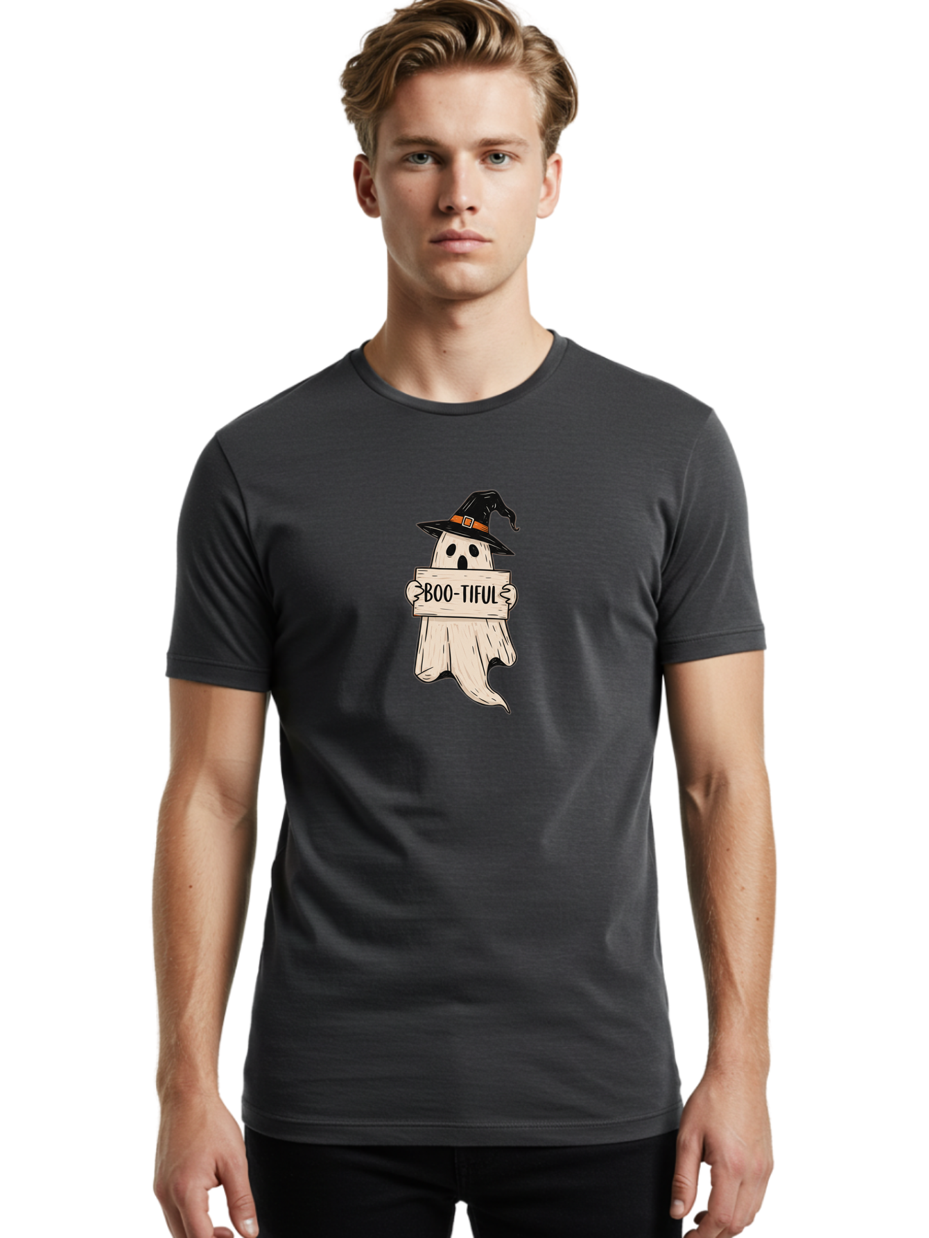 Boo-Tiful-Ghost-4 Men'S Graphic Tee, 100% Cotton, Comfortable Casual Summer Wear, Machine Washable, Vintage Camera, Old Camera, Antique Camera, Black Camera, Classic Photography, Photography Equipment, Nostalgic Device, Film Camera, Camera Art Bak096