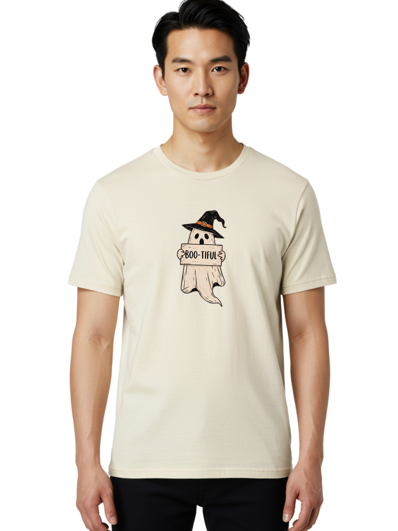 Boo-Tiful-Ghost-4 Men'S Graphic Tee, 100% Cotton, Comfortable Casual Summer Wear, Machine Washable, Vintage Camera, Old Camera, Antique Camera, Black Camera, Classic Photography, Photography Equipment, Nostalgic Device, Film Camera, Camera Art Bak096