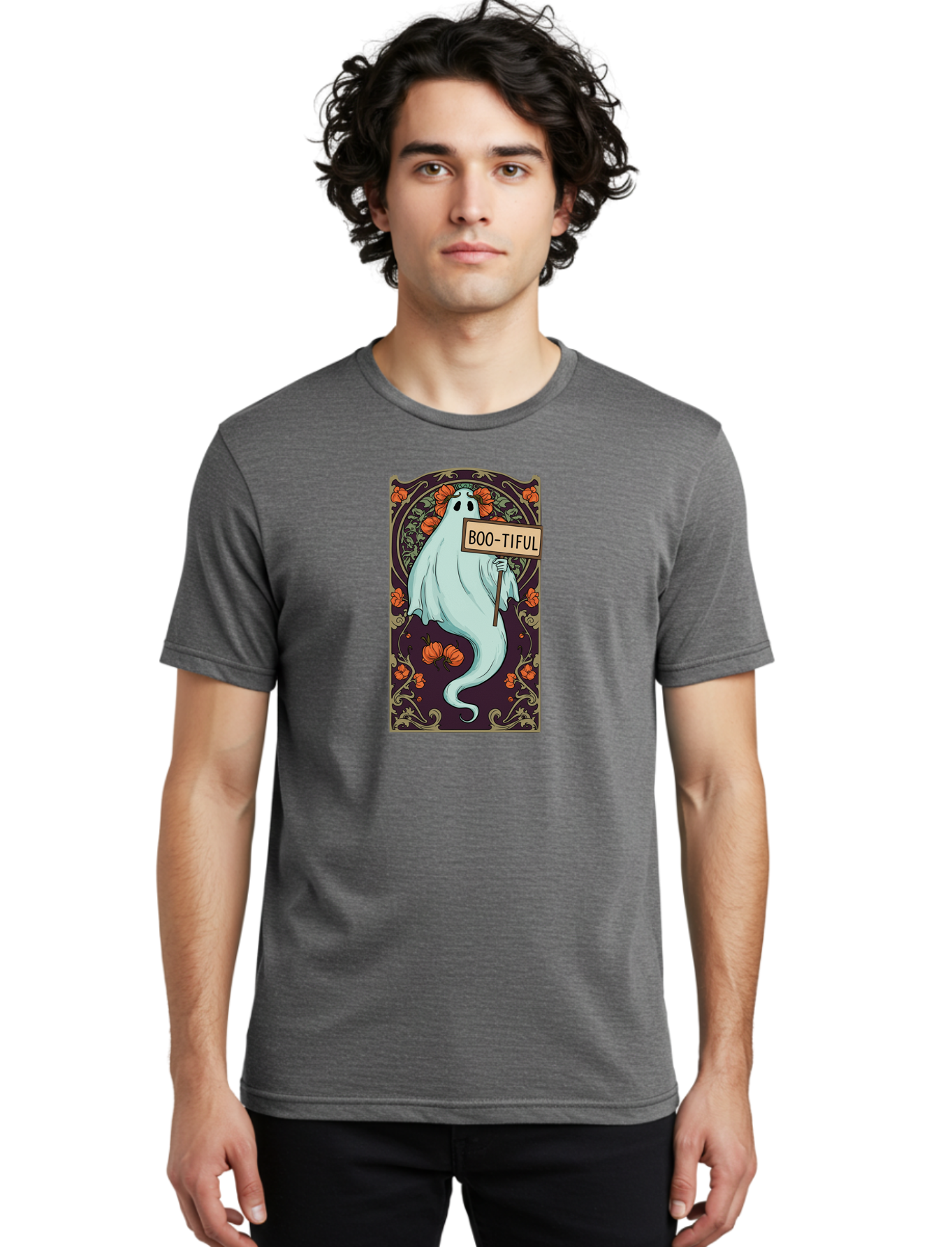 Boo-Tiful-Ghost-5 Men'S Graphic Tee, 100% Cotton, Comfortable Casual Summer Wear, Machine Washable, Vintage Camera, Old Camera, Antique Camera, Black Camera, Classic Photography, Photography Equipment, Nostalgic Device, Film Camera, Camera Art Bak097