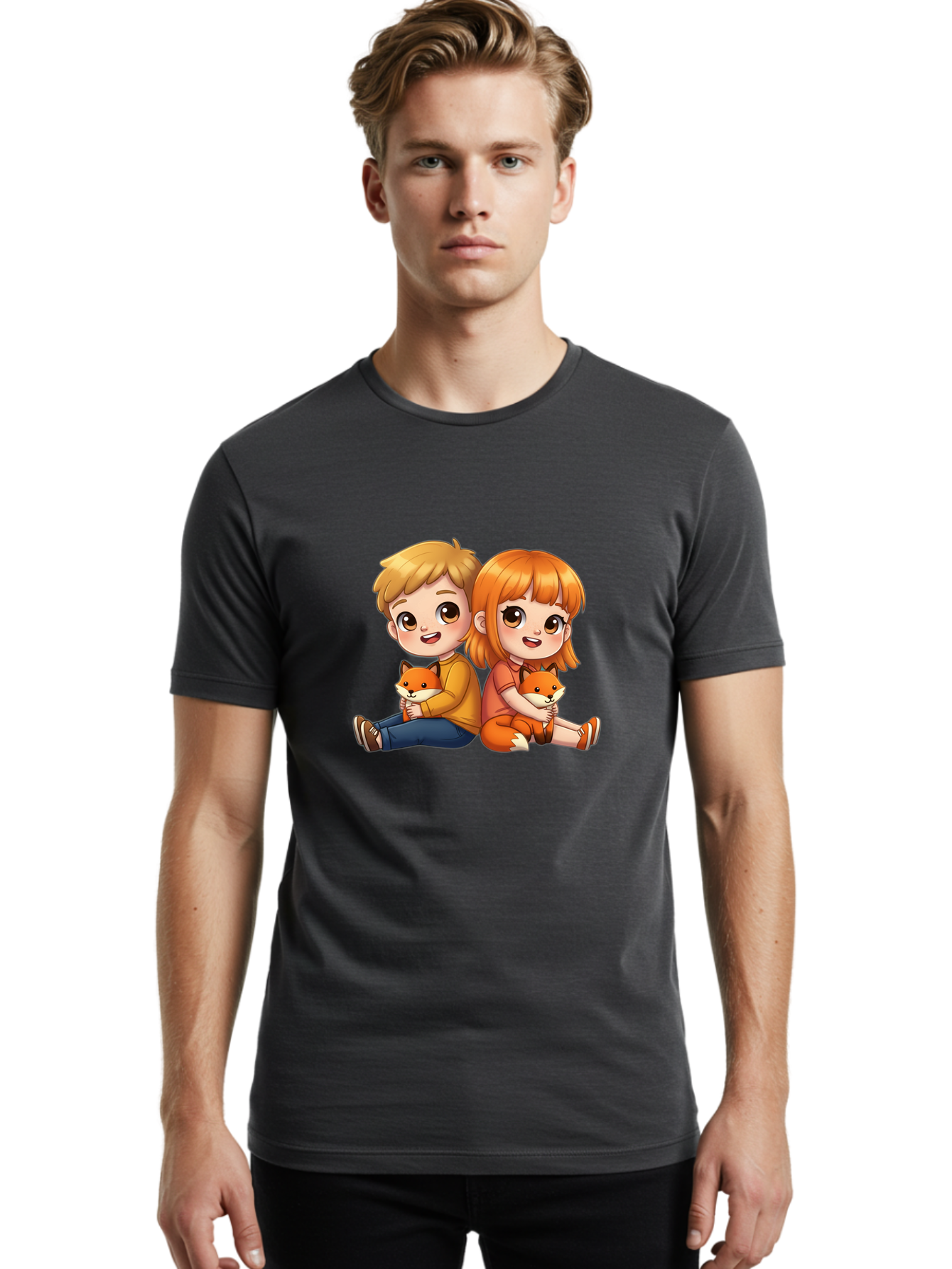 Boy-And-Girl-With-Foxes Men'S Graphic Tee, 100% Cotton, Comfortable Casual Summer Wear, Machine Washable, Vintage Camera, Old Camera, Antique Camera, Black Camera, Classic Photography, Photography Equipment, Nostalgic Device, Film Camera, Bak104