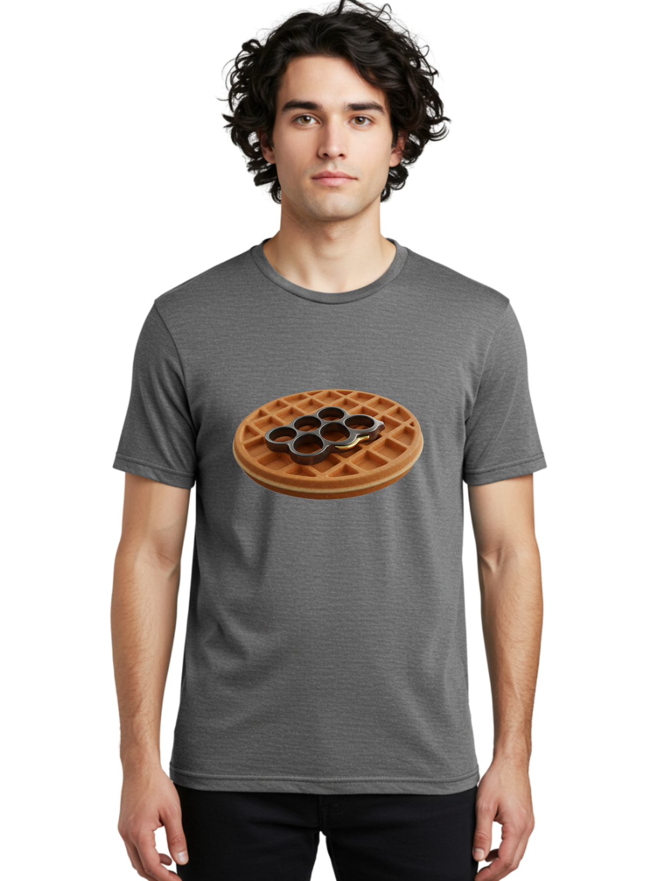 Brass-Knuckle-Waffle Men'S Graphic Tee, 100% Cotton, Comfortable Casual Summer Wear, Machine Washable, Vintage Camera, Old Camera, Antique Camera, Black Camera, Classic Photography, Photography Equipment, Nostalgic Device, Film Camera, Bak111