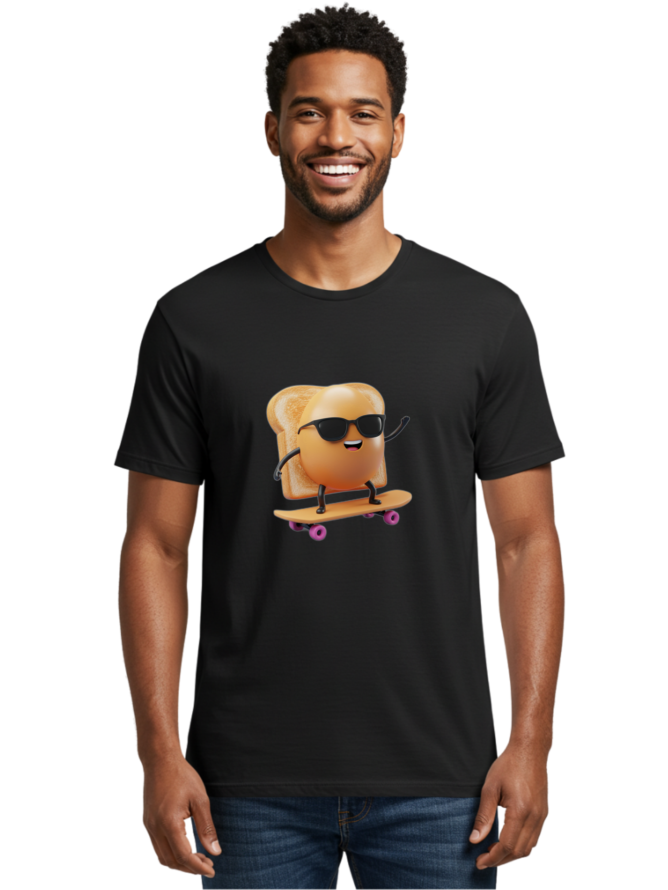Bread-Character-Skateboarding Men'S Graphic Tee, 100% Cotton, Comfortable Casual Summer Wear, Machine Washable, Vintage Camera, Old Camera, Antique Camera, Black Camera, Classic Photography, Photography Equipment, Nostalgic Device, Bak112