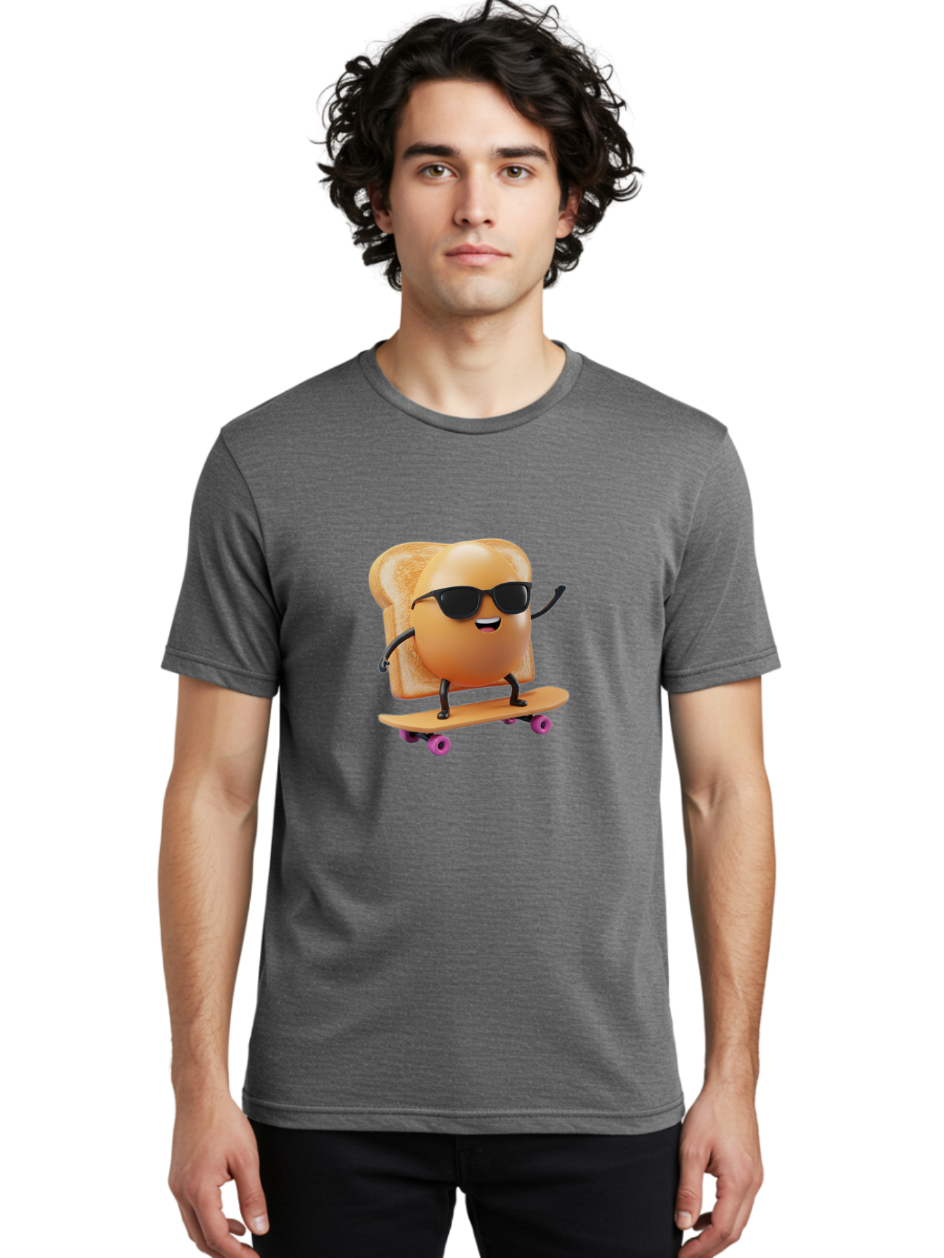 Bread-Character-Skateboarding Men'S Graphic Tee, 100% Cotton, Comfortable Casual Summer Wear, Machine Washable, Vintage Camera, Old Camera, Antique Camera, Black Camera, Classic Photography, Photography Equipment, Nostalgic Device, Bak112