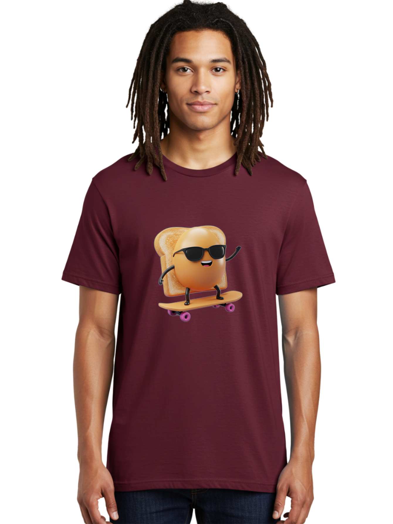 Bread-Character-Skateboarding Men'S Graphic Tee, 100% Cotton, Comfortable Casual Summer Wear, Machine Washable, Vintage Camera, Old Camera, Antique Camera, Black Camera, Classic Photography, Photography Equipment, Nostalgic Device, Bak112