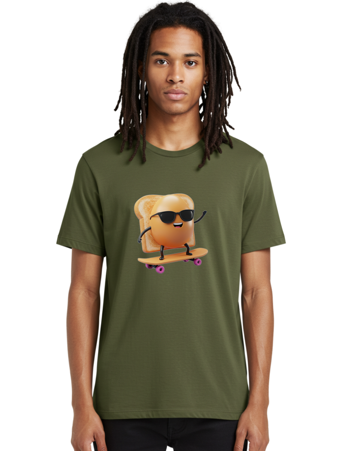Bread-Character-Skateboarding Men'S Graphic Tee, 100% Cotton, Comfortable Casual Summer Wear, Machine Washable, Vintage Camera, Old Camera, Antique Camera, Black Camera, Classic Photography, Photography Equipment, Nostalgic Device, Bak112