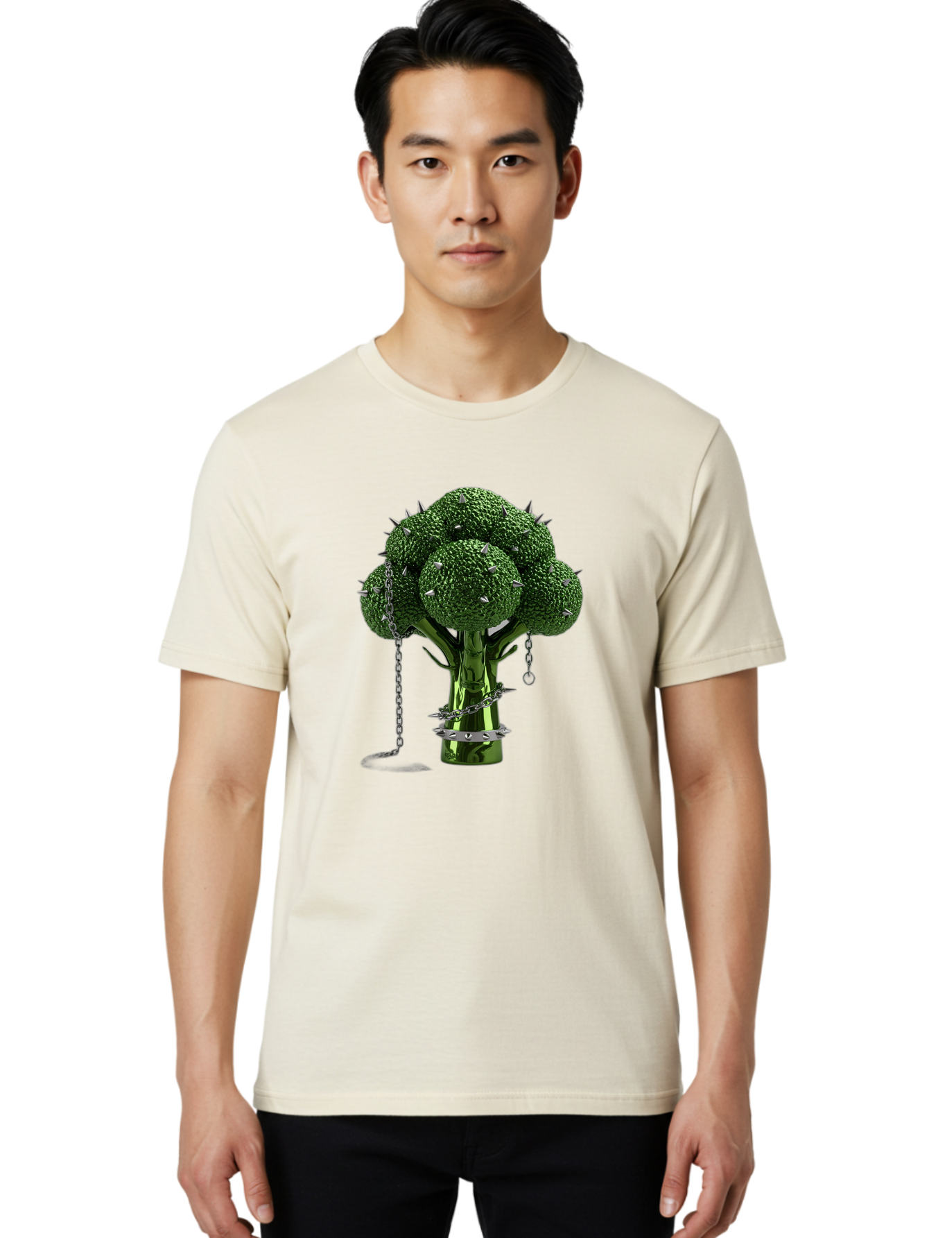 Broccoli-With-Spikes-And-Chains Men'S Graphic Tee, 100% Cotton, Comfortable Casual Summer Wear, Machine Washable, Vintage Camera, Old Camera, Antique Camera, Black Camera, Classic Photography, Photography Equipment, Nostalgic Device, Bak117