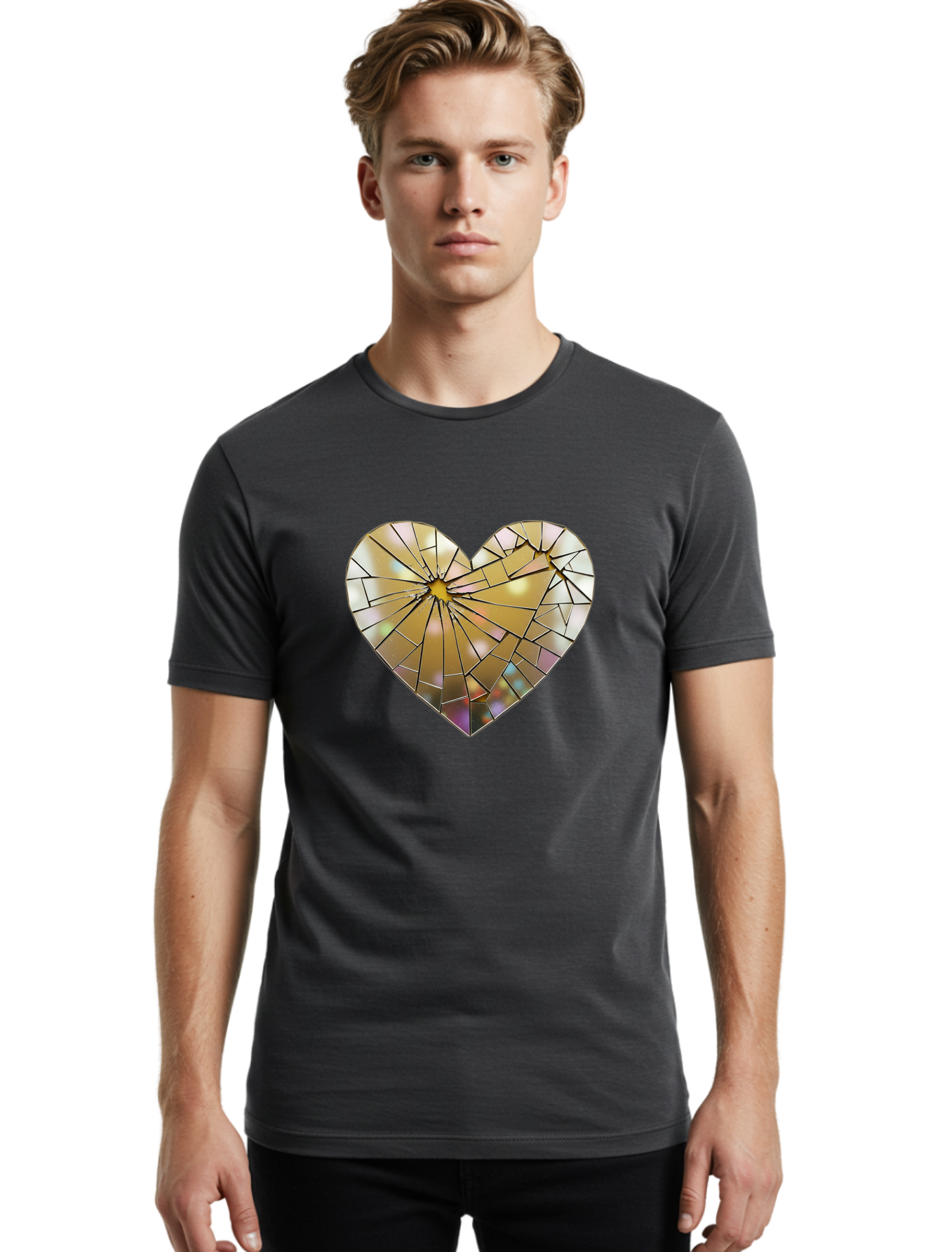 Broken-Heart-1 Men'S Graphic Tee, 100% Cotton, Comfortable Casual Summer Wear, Machine Washable, Vintage Camera, Old Camera, Antique Camera, Black Camera, Classic Photography, Photography Equipment, Nostalgic Device, Film Camera, Camera Art Bak124