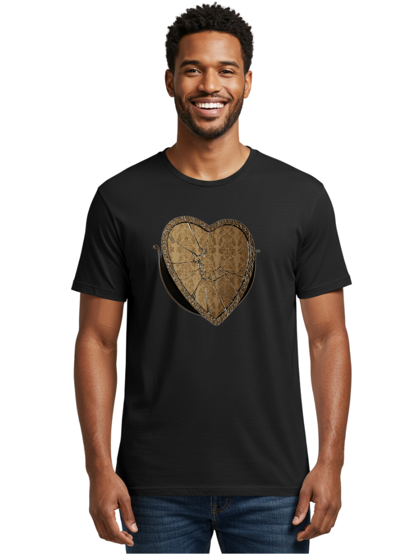 Broken-Heart-2 Men'S Graphic Tee, 100% Cotton, Comfortable Casual Summer Wear, Machine Washable, Vintage Camera, Old Camera, Antique Camera, Black Camera, Classic Photography, Photography Equipment, Nostalgic Device, Film Camera, Camera Art Bak125