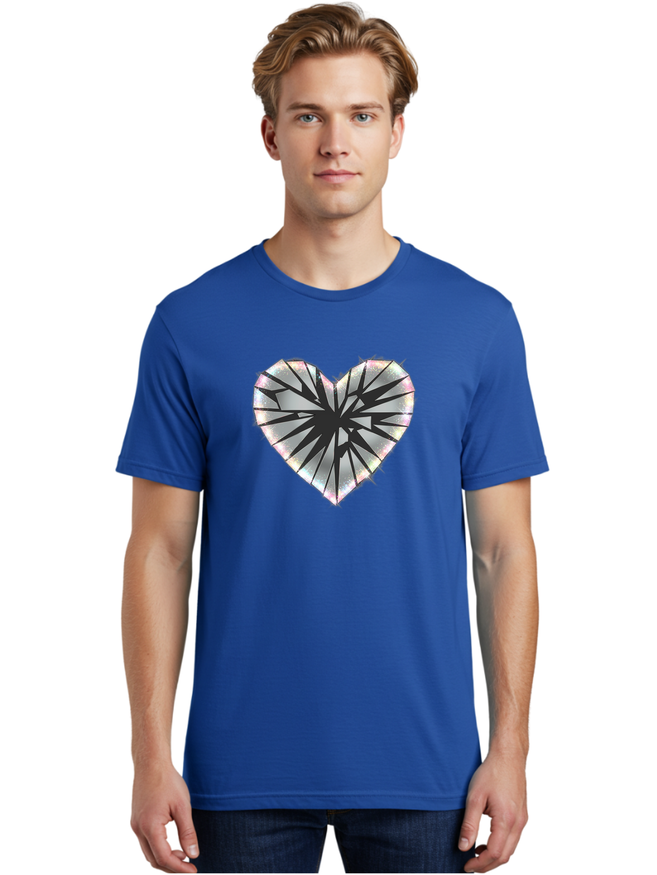 Broken-Holographic-Heart Men'S Graphic Tee, 100% Cotton, Comfortable Casual Summer Wear, Machine Washable, Vintage Camera, Old Camera, Antique Camera, Black Camera, Classic Photography, Photography Equipment, Nostalgic Device, Film Camera, Bak128