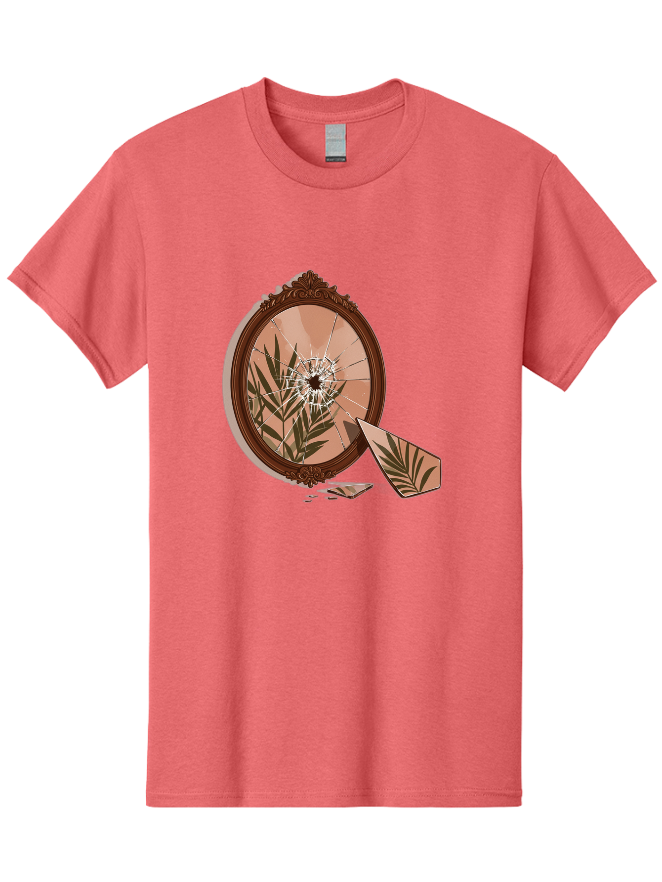 Broken-Mirror-With-Cannabis-Leaf Men'S Graphic Tee, 100% Cotton, Comfortable Casual Summer Wear, Machine Washable, Vintage Camera, Old Camera, Antique Camera, Black Camera, Classic Photography, Photography Equipment, Nostalgic Device, Bak135