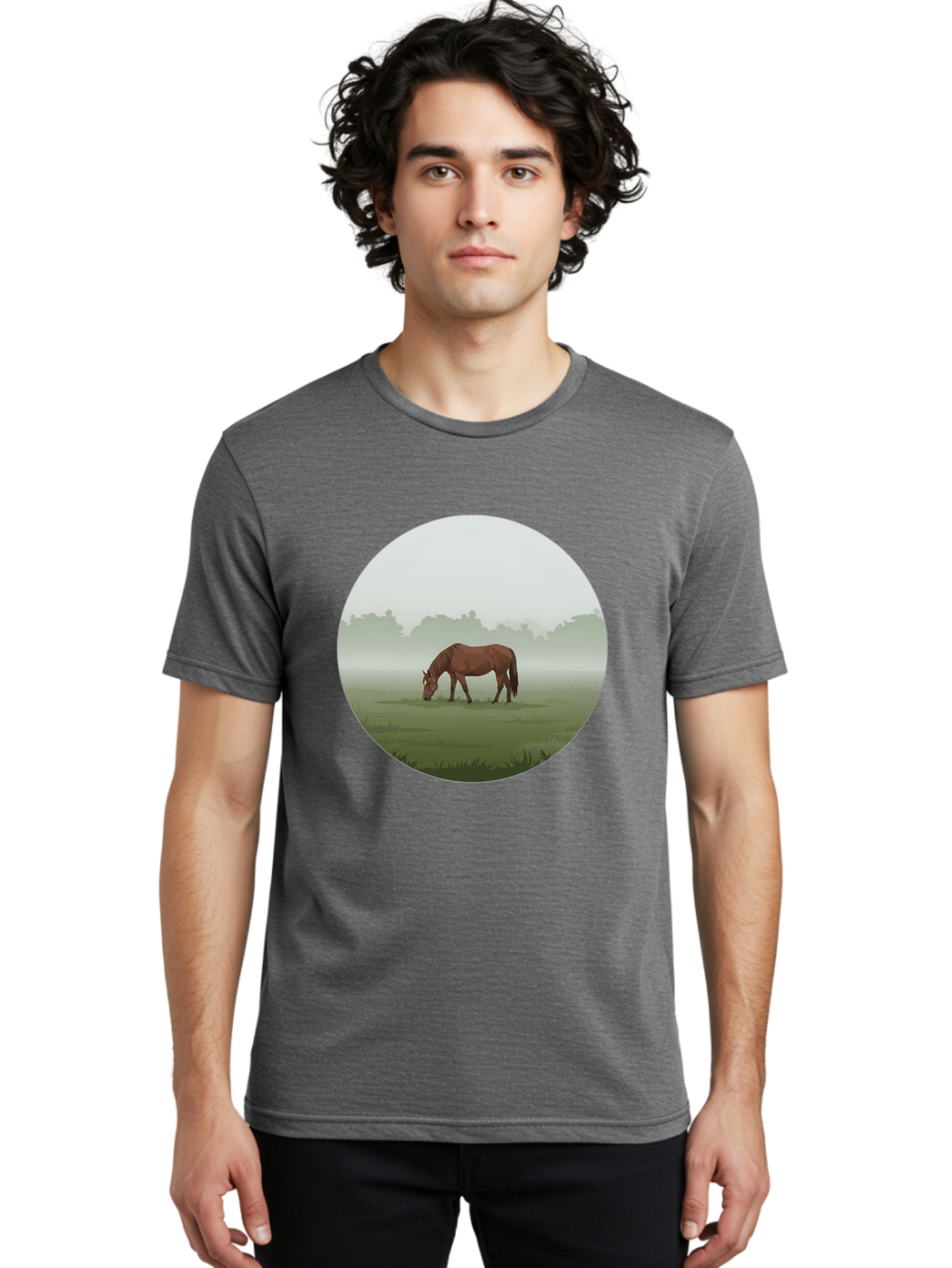 Brown-Horse-Grazing Men'S Graphic Tee, 100% Cotton, Comfortable Casual Summer Wear, Machine Washable, Vintage Camera, Old Camera, Antique Camera, Black Camera, Classic Photography, Photography Equipment, Nostalgic Device, Film Camera, Bak142