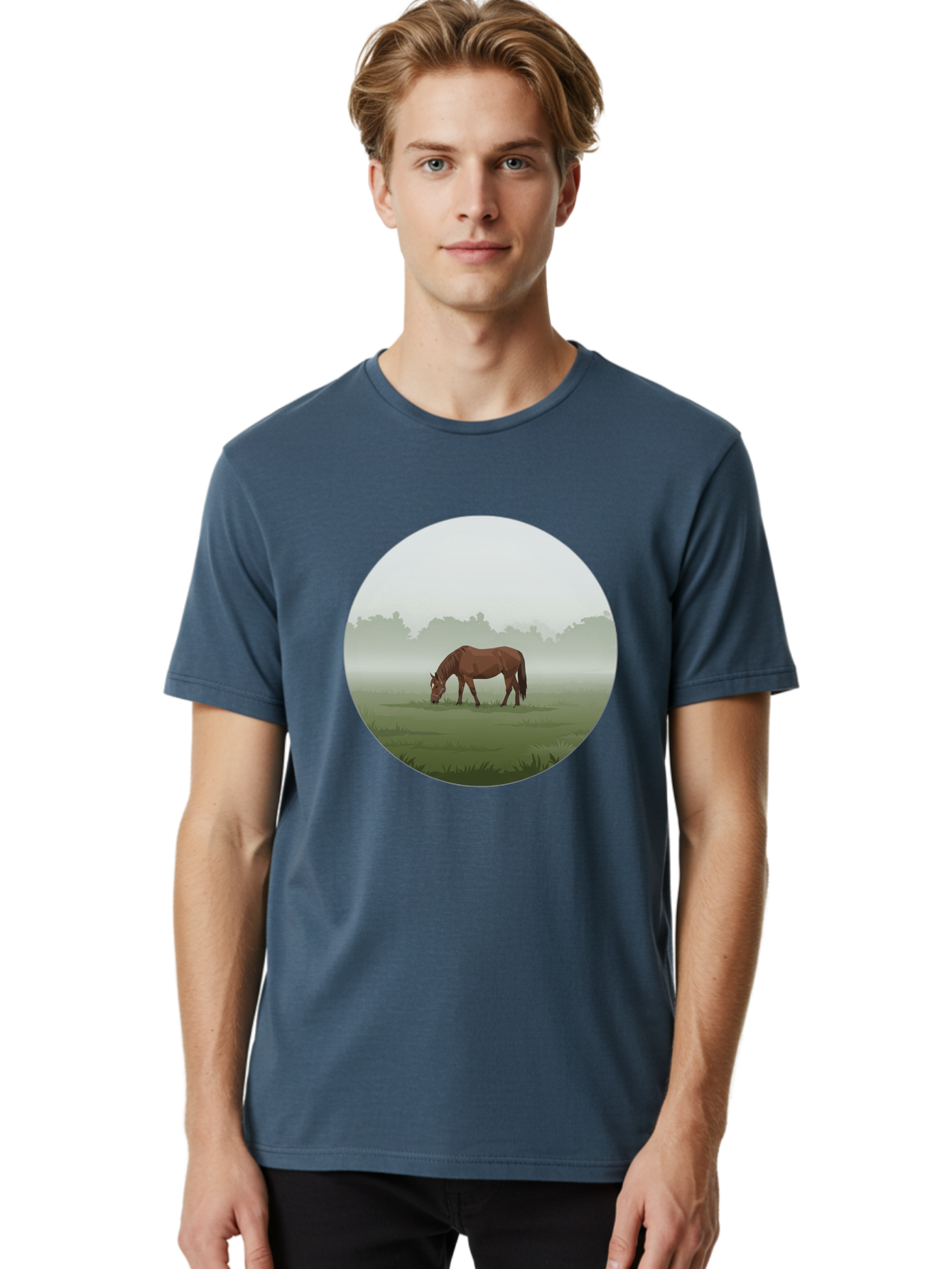 Brown-Horse-Grazing Men'S Graphic Tee, 100% Cotton, Comfortable Casual Summer Wear, Machine Washable, Vintage Camera, Old Camera, Antique Camera, Black Camera, Classic Photography, Photography Equipment, Nostalgic Device, Film Camera, Bak142