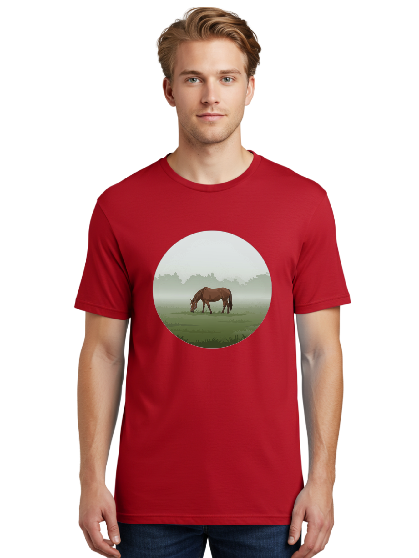 Brown-Horse-Grazing Men'S Graphic Tee, 100% Cotton, Comfortable Casual Summer Wear, Machine Washable, Vintage Camera, Old Camera, Antique Camera, Black Camera, Classic Photography, Photography Equipment, Nostalgic Device, Film Camera, Bak142