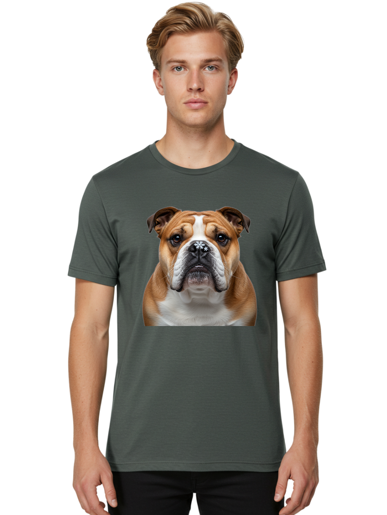 Bulldog-Portrait Men'S Graphic Tee, 100% Cotton, Comfortable Casual Summer Wear, Machine Washable, Vintage Camera, Old Camera, Antique Camera, Black Camera, Classic Photography, Photography Equipment, Nostalgic Device, Film Camera, Camera Art Bak145