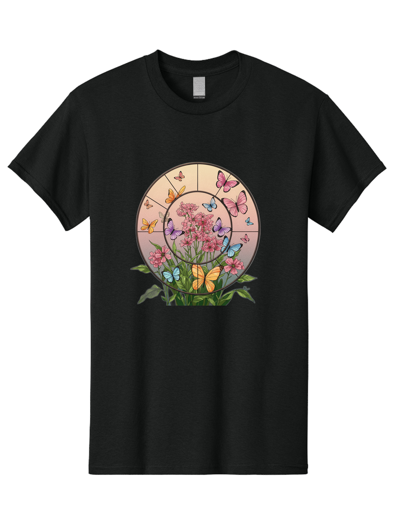 Butterflies-And-Flowers-1 Men'S Graphic Tee, 100% Cotton, Comfortable Casual Summer Wear, Machine Washable, Vintage Camera, Old Camera, Antique Camera, Black Camera, Classic Photography, Photography Equipment, Nostalgic Device, Film Camera, Bak151