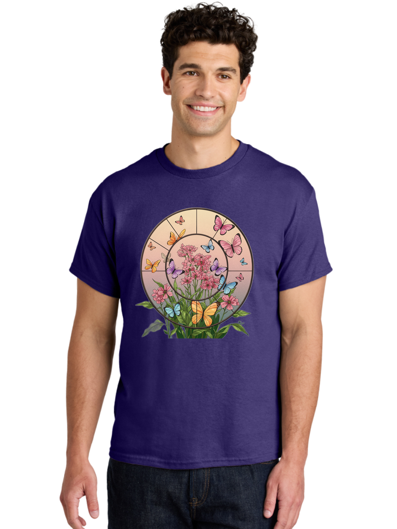 Butterflies-And-Flowers-1 Men'S Graphic Tee, 100% Cotton, Comfortable Casual Summer Wear, Machine Washable, Vintage Camera, Old Camera, Antique Camera, Black Camera, Classic Photography, Photography Equipment, Nostalgic Device, Film Camera, Bak151