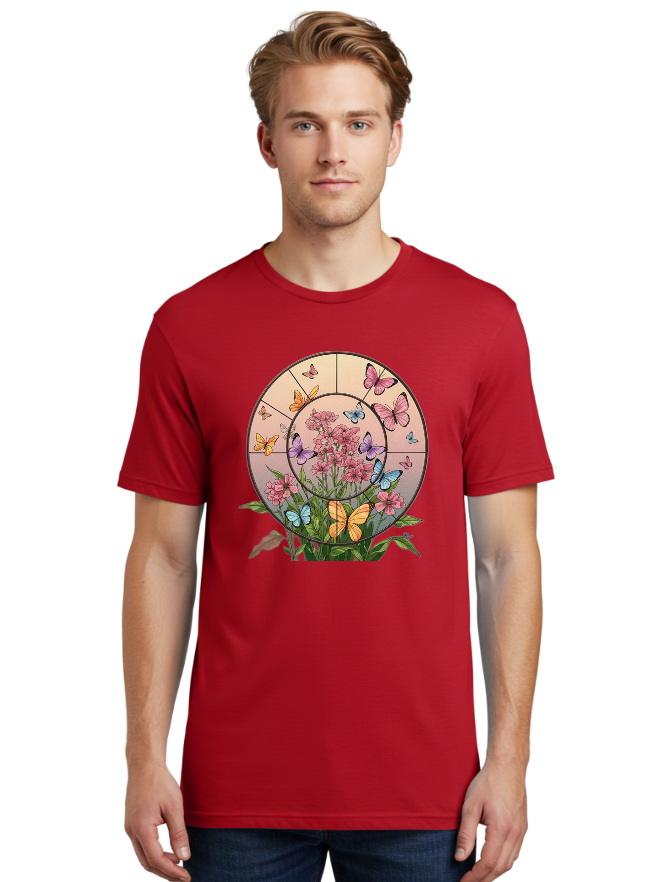 Butterflies-And-Flowers-1 Men'S Graphic Tee, 100% Cotton, Comfortable Casual Summer Wear, Machine Washable, Vintage Camera, Old Camera, Antique Camera, Black Camera, Classic Photography, Photography Equipment, Nostalgic Device, Film Camera, Bak151